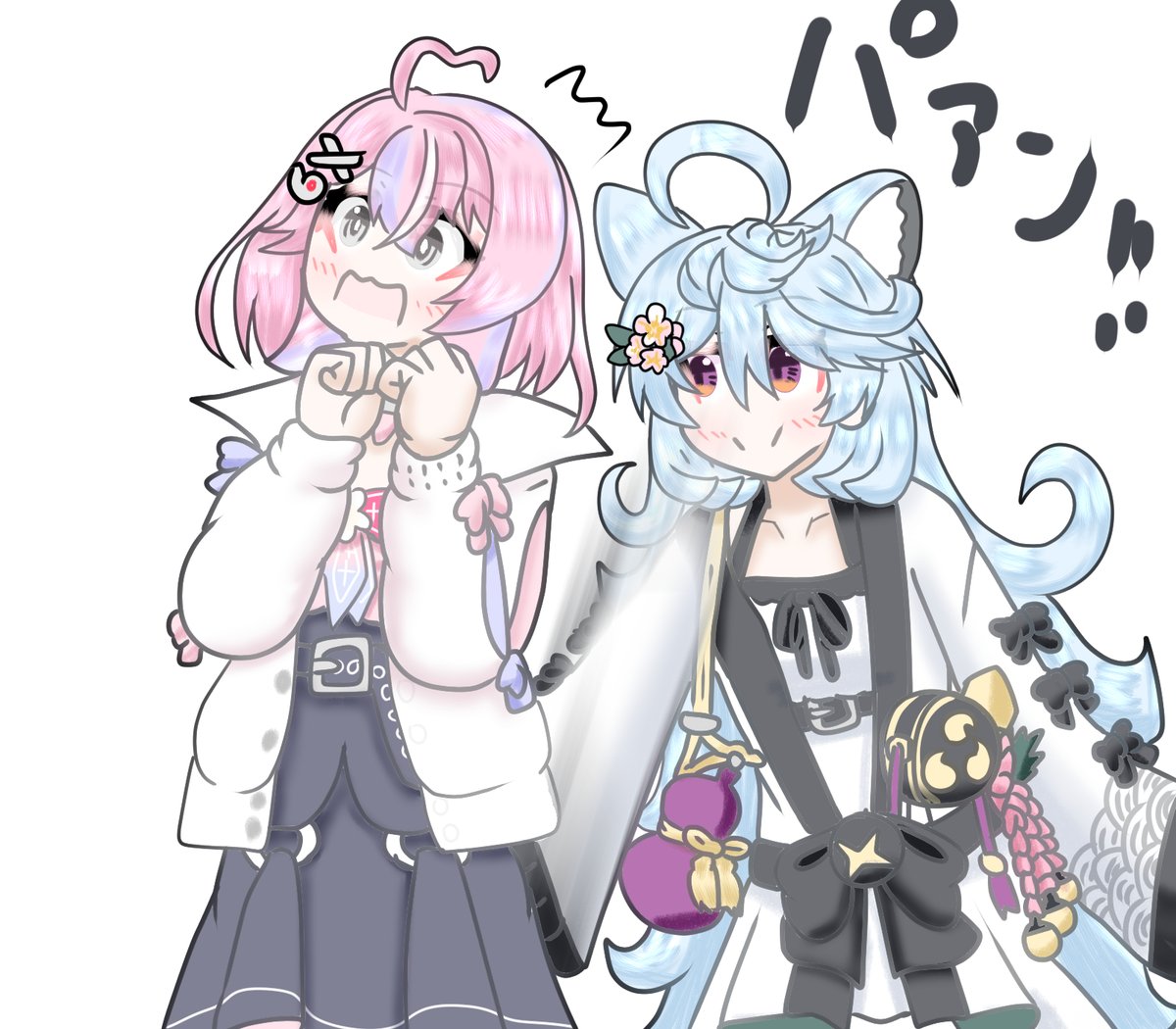 「ねぐせさんがぱねさんのお尻をはたいたと聞いて #わたぬき #まじぱねぱれっと」|ぽかhiイネザメ🌾🐑🍚🌌👑🐬🛌🦉📕(✪ゴエルッソ)✨のイラスト