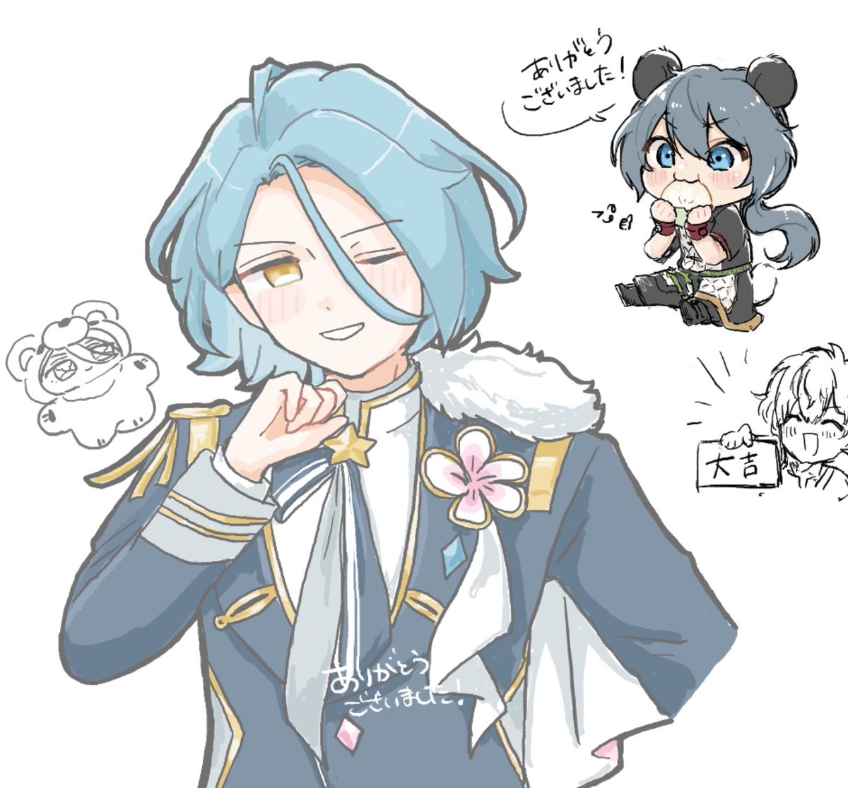 絵チャありがとうございました！隣で姉が隣に椎名を描いてくれました。