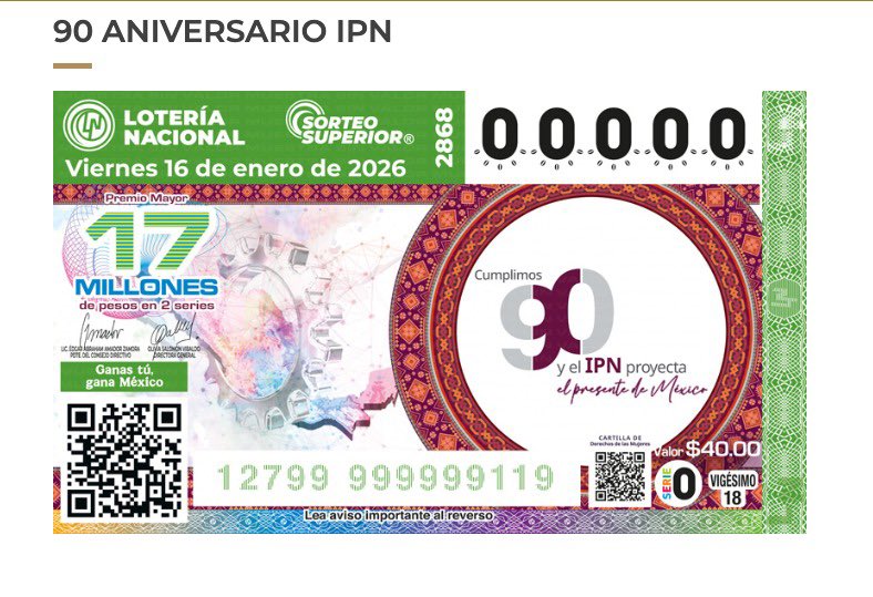IPN_MX's tweet photo. ✨ Gracias a la @lotenal por sumarse a la celebración de los #90AñosDelIPN con un cachito conmemorativo que lleva impresa nuestra historia, nuestros sueños y el orgullo guinda y blanco.
Cada billete representa nueve décadas de vocación, esfuerzo y compromiso con México, donde "La Técnica al Servicio de la Patria" sigue latiendo con fuerza en cada generación politécnica .💖🎓