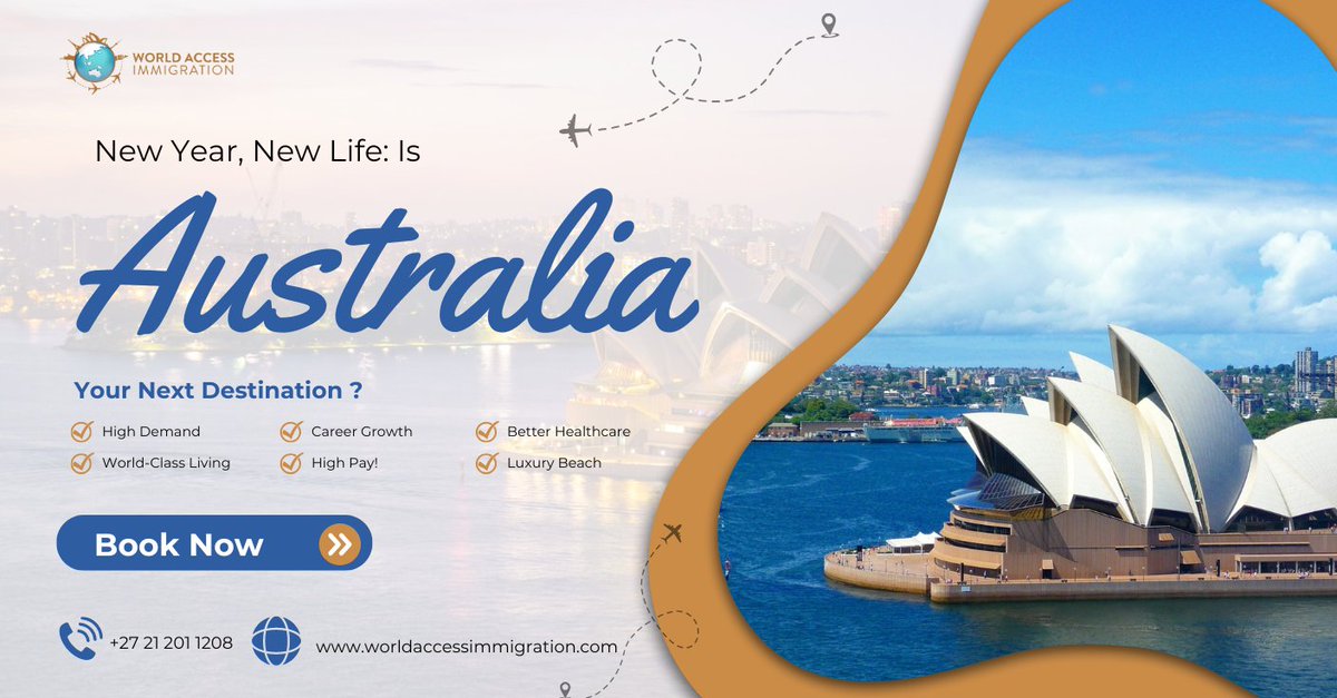 worldaccess_sa's tweet photo. New Year. New Life. New Destination. 🌏 

Don’t let another year pass saying "one day." Make today Day One.

Get started by seeing where you stand with our quick online assessment.

👉 Start your assessment now: https://t.co/E0134QmeRT

#LiveInAustralia #MigrationServices https://t.co/Kvug2rEbmM