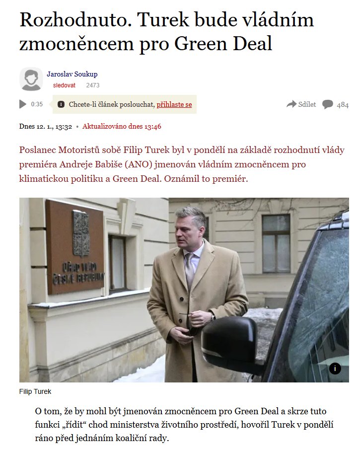 🌄Green Deal je program, jehož smyslem je řešit problematiku klimatické změny. 
🥳Hurá, teď pro něj budeme mít zmocněnce, který neví ani to, co klimatickou změnu způsobuje. 
🥸Pár příkladů o tom, jak Filip Turek nemá o problému povědomí ani na úrovni ZŠ. 1/🧵