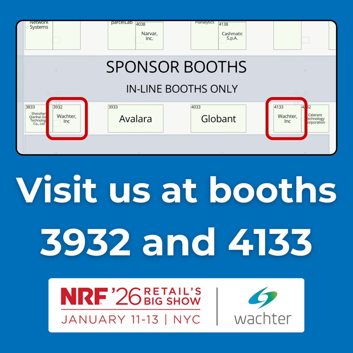 WachterInc's tweet photo. At #NRF2026, we’re making the complex simple. Retail transformation takes more than new technology. It takes the right partner. We work with retailers to conceive, design, install, and maintain integrated technology systems. Visit us at booths 3932 and 4133 to learn how! https://t.co/gbZ5ojDnhB