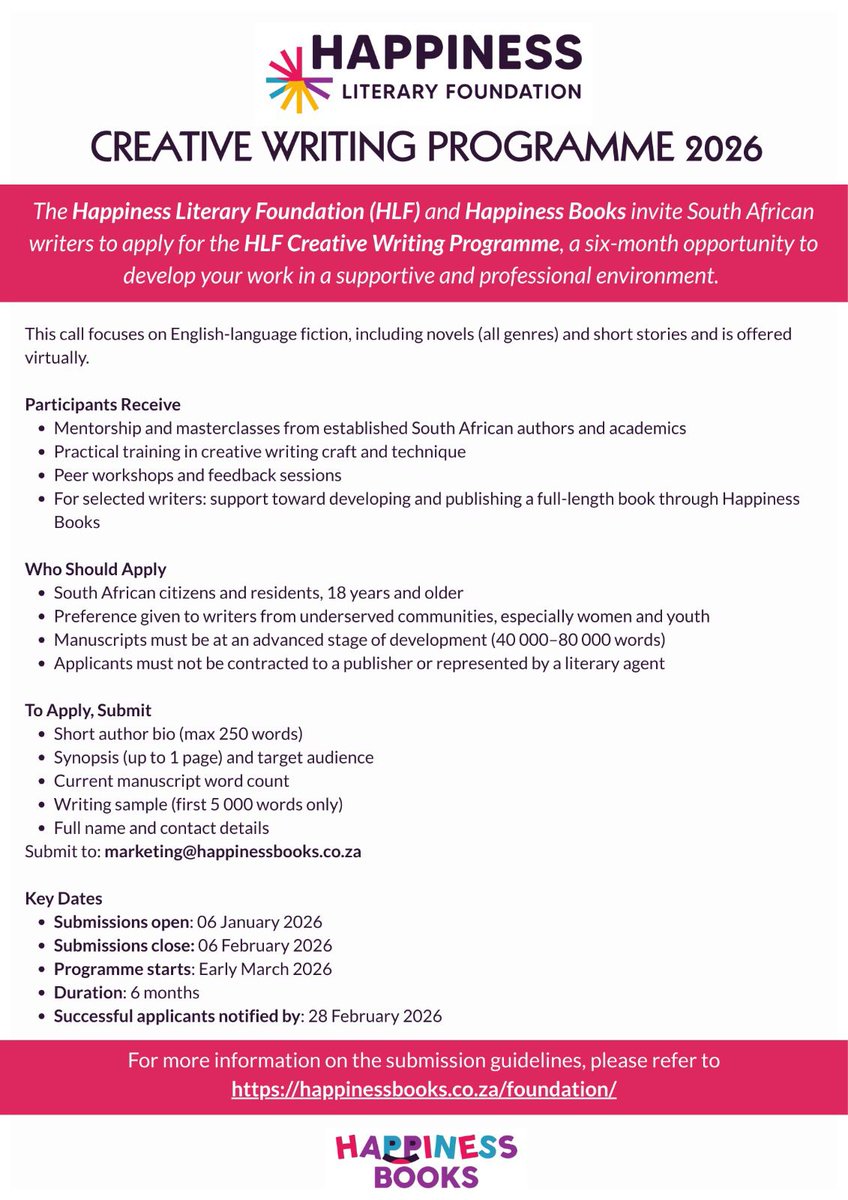 An opportunity for South African writers with unpublished manuscripts.