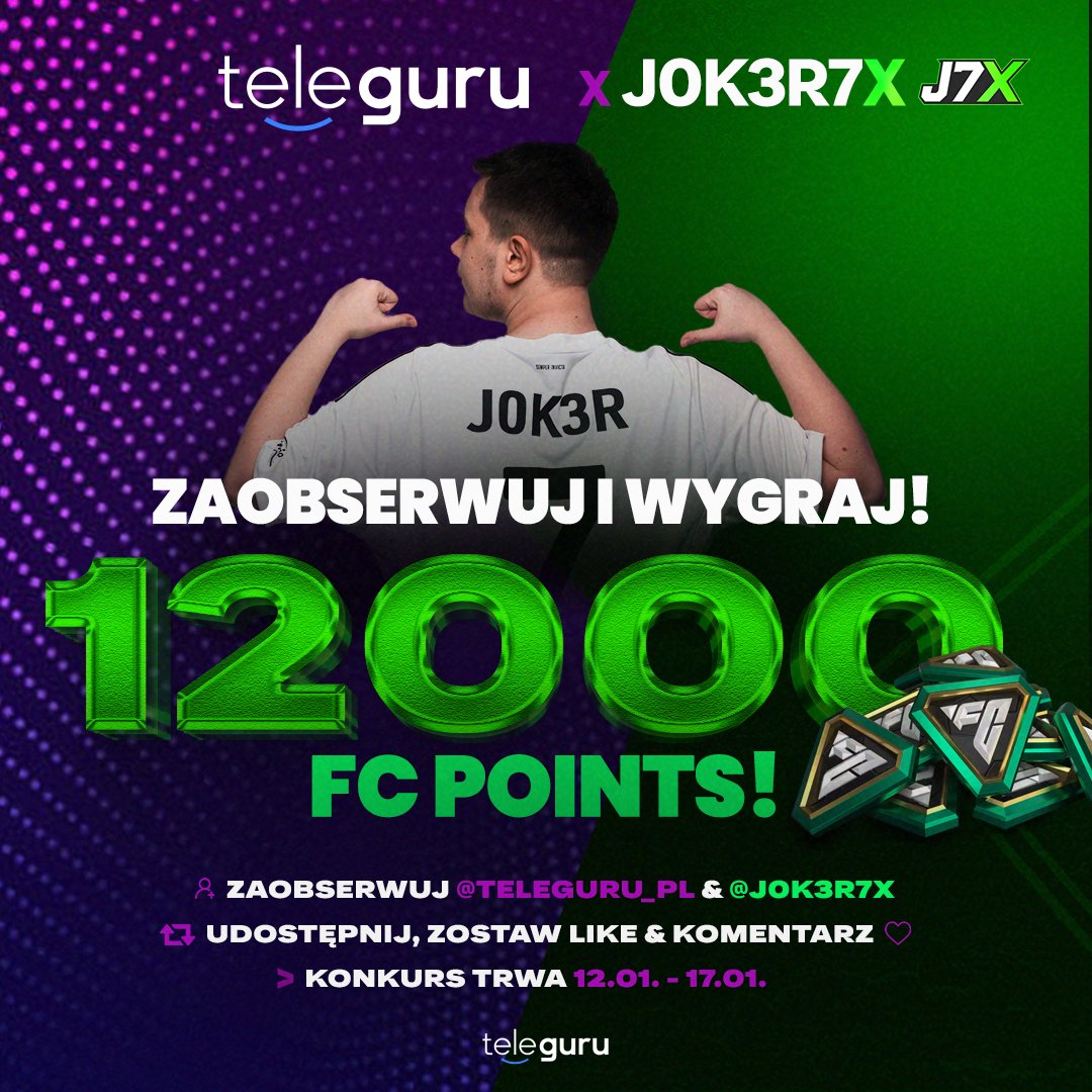 🚨 #FC26 𝙏𝙊𝙏𝙔 𝙂𝙄𝙑𝙀𝘼𝙒𝘼𝙔 🚨
🎁 𝟭𝟮.𝟬𝟬𝟬 𝙁𝘾 𝙋𝙊𝙄𝙉𝙏𝙎

✅ Follow <a href="/Teleguru_pl/">TeleGuru.pl</a> &amp; <a href="/J0K3R7x/">Patryk Siajkowski</a> 
✅ LIKE ❤️ &amp; RETWEET 🔁
✅ Comment your platform below 🎮

⏰ Winner will be picked next Saturday (17.01) ➖ good luck! 🫡🍀