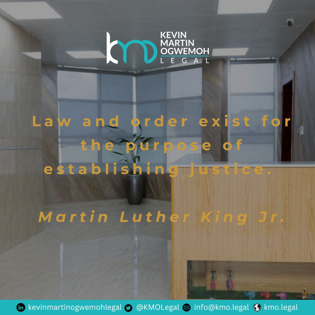 KMOLegal's tweet photo. “Law and order exist for the purpose of establishing justice.”
Martin Luther King Jr.

#kmolegal
#premiumlegal
#mondaymotivational https://t.co/LeNxvfF4Oo
