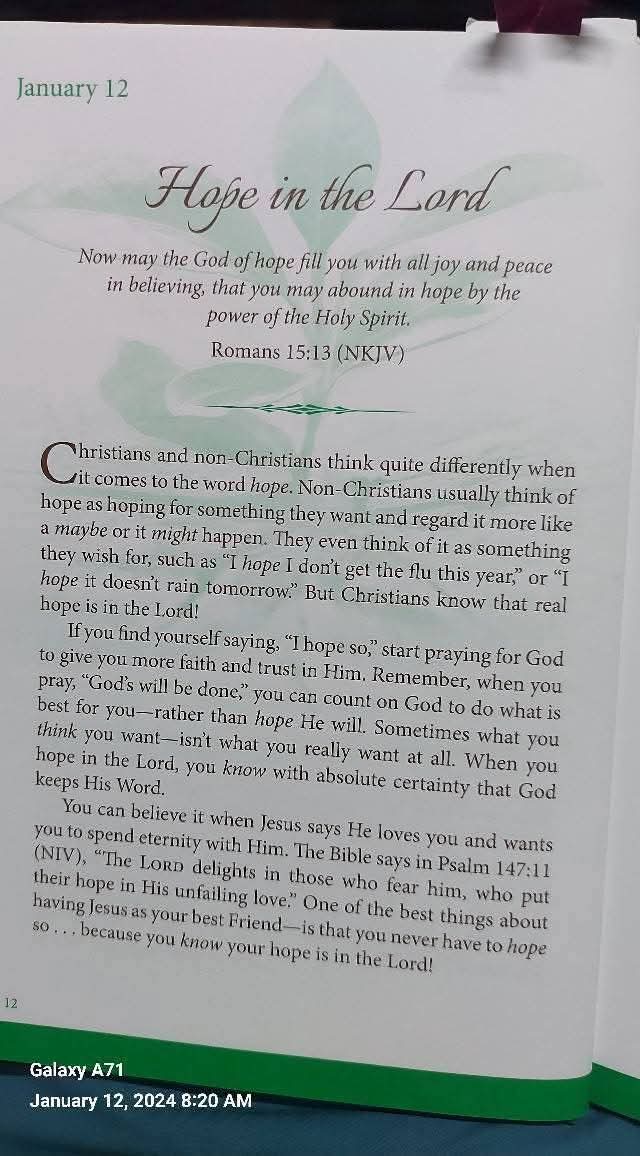 Godwakeupcall's tweet image. January 12
HOPE IN THE LORD
#KeyText: Romans 15:13
#By: Brenda Walsh 
#OneMinuteDailyDevotional