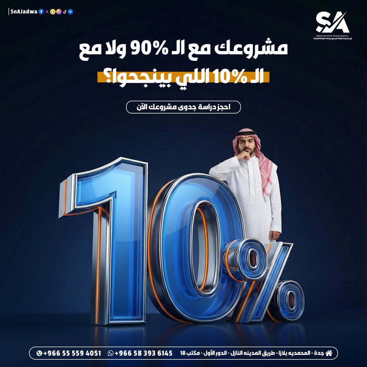 SnAJadwa's tweet photo. قبل ما تبدأ مشروعك، اسأل نفسك: ليش أغلب المشاريع تفشل؟ 🤔
الجواب بسيط: الدخول بدون دراسة.
دراسة الجدوى مو أرقام بس،
هي خطة توضح لك السوق، التكاليف، والربحية قبل ما تصرف ولا ريال.
خل مشروعك من الـ10٪ اللي يخططون صح ✔️
احجز استشارتك 
https://t.co/1e11RXYhQB https://t.co/NRVVXp05l3