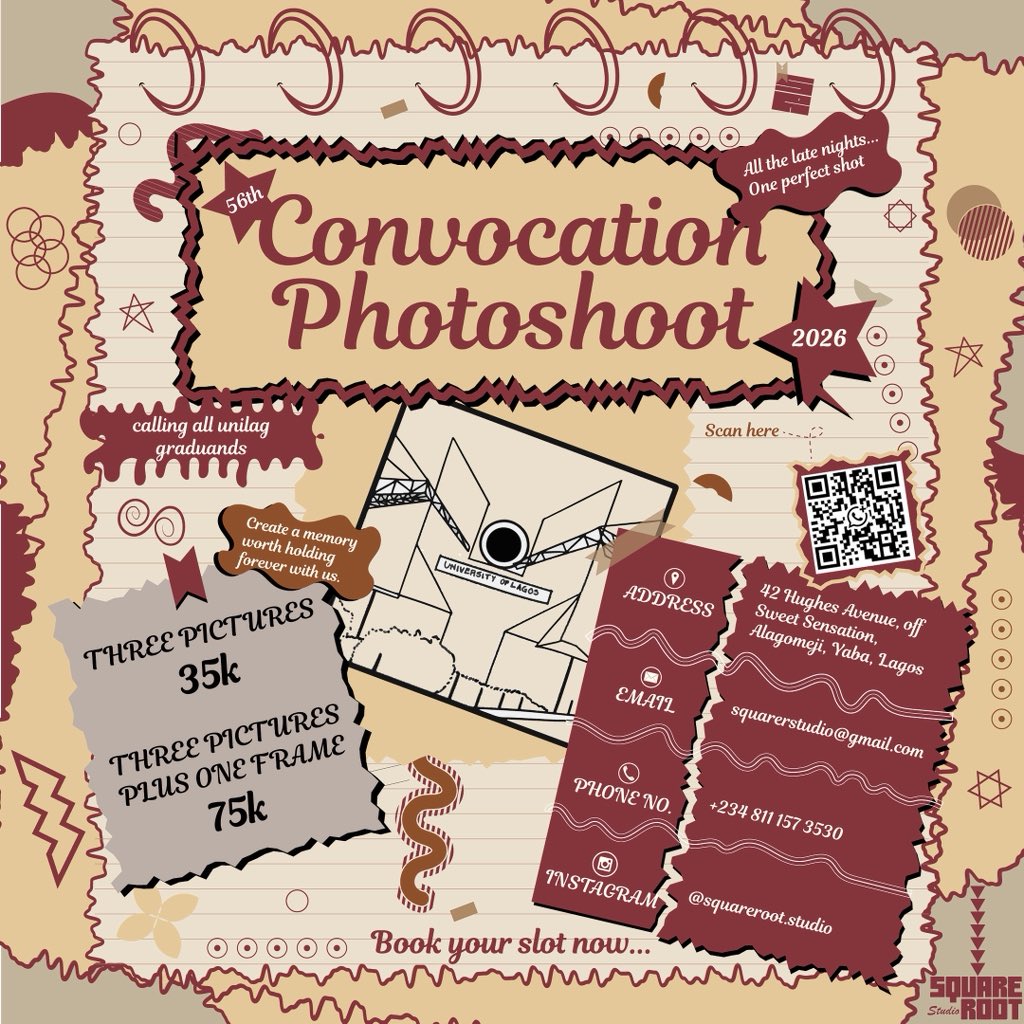 squareroot_com's tweet image. All those late nights deserve one perfect shot 🎓✨
Ready to lock in your convocation memories with SquareRoot Studio?

#ConvocationShoot #UNILAGGraduates #SquareRootStudio #lagosgradutes