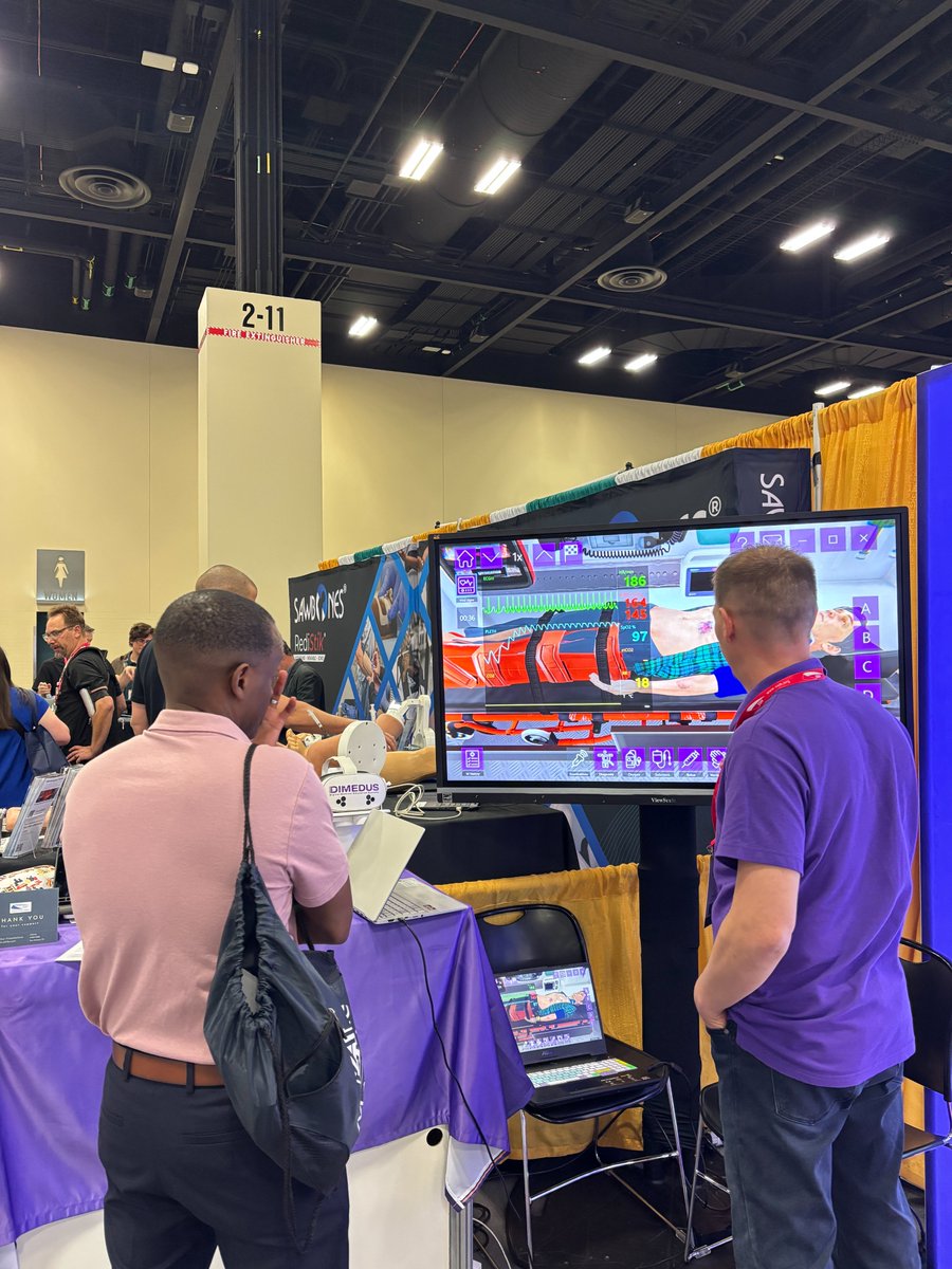 dimedus's tweet photo. IMSH 2026 Day 2: The VR energy is real! ⚡🤖

We are back at Booth 1143. Come and see our multiplayer ambulance case or have a live conversation with a virtual patient.

#IMSH2026 #VirtualClinic #MedicalSimulation #DIMEDUS #VirtualPatient https://t.co/unE9Z5JeJg