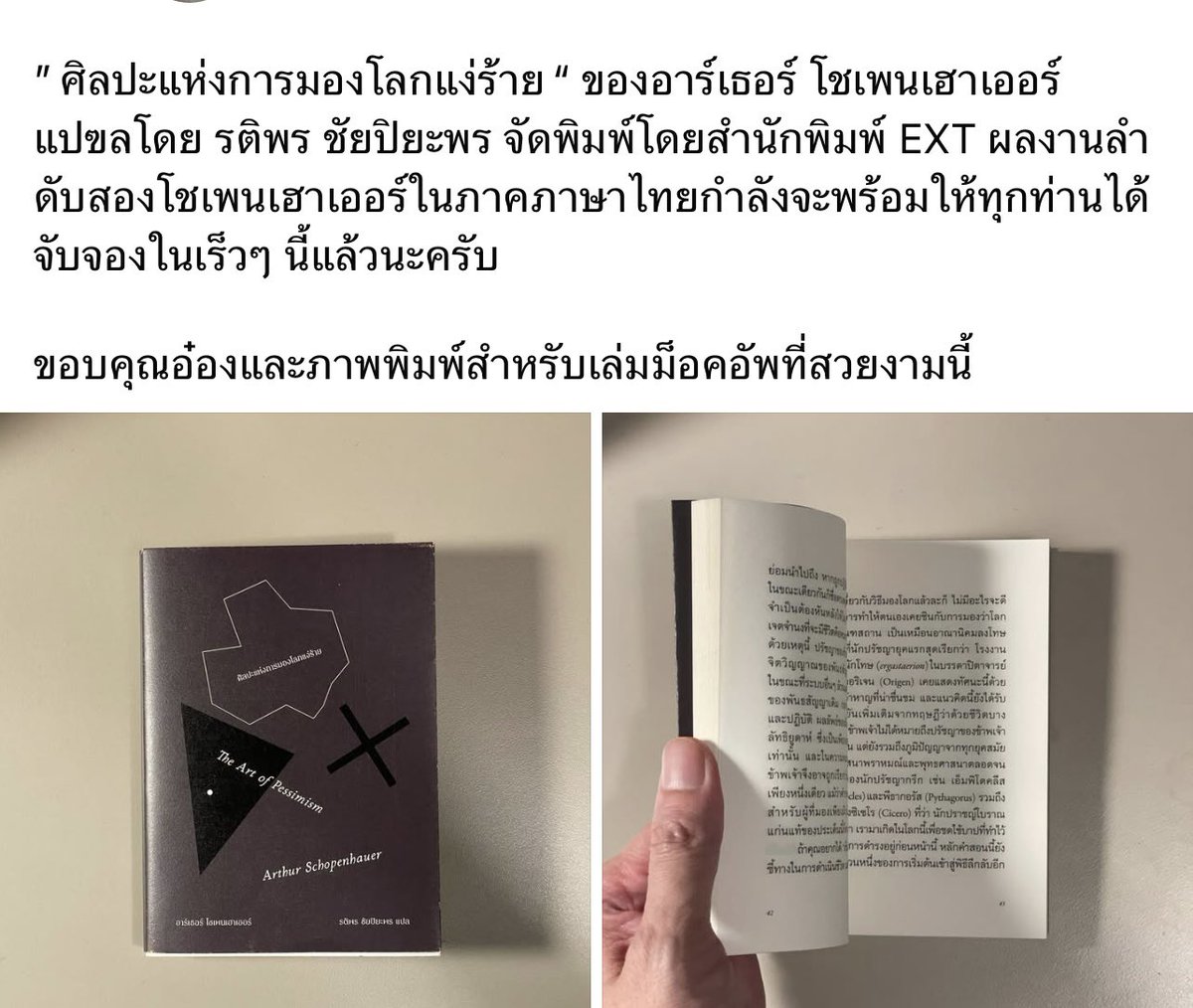 งานแปลเล่มใหม่ ว่าด้วยการมองโลกในแง่ร้าย ที่แปลโดย an eternal optimist อย่างเราเอง 🦇 ใกล้เปิดให้จองกันแล้วน้า~