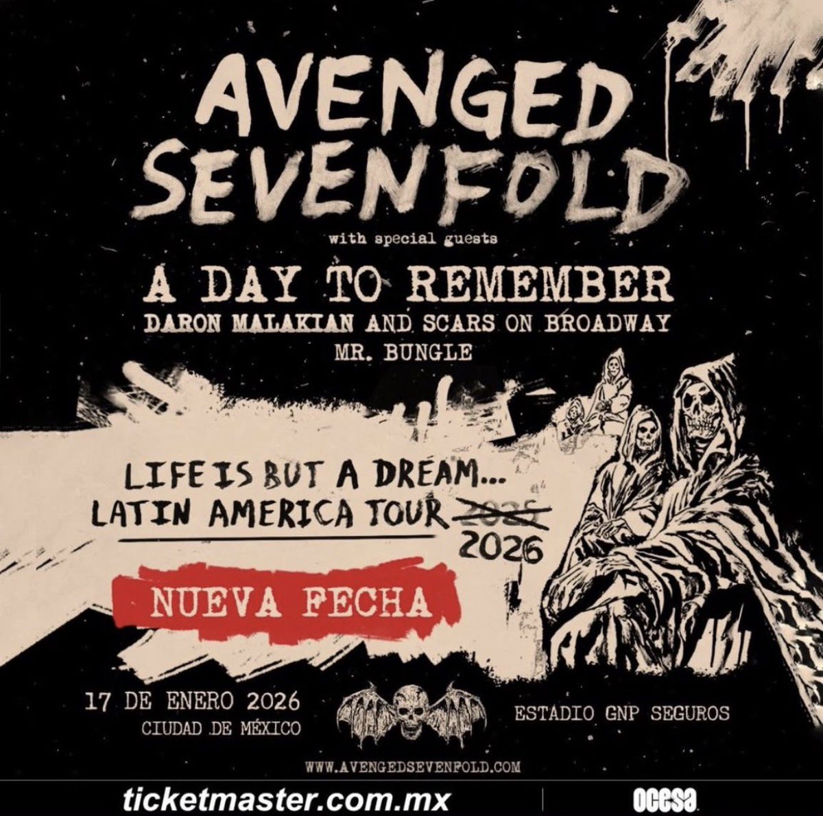 mdm_musica's tweet photo. MDM Lovers 💚Empezamos el año con todo 🤘🎸 ¿quién se lanza con nosotros a Avenged Sevenfold este sábado en CDMX? 🔥

Si este tweet llega a 50 likes y 40 rts hacemos dinámica de pases dobles 🎫 https://t.co/8xTIyXjVwG