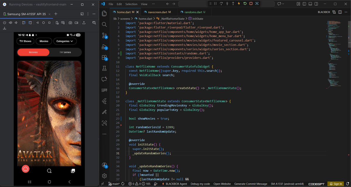 icodeindarttoo's tweet photo. Day 1 of building a Netflix clone
What I did today:
Built the Home screen UI
Integrated TMDB APIs
Set up Riverpod for state management.
The foundation is done. Next up are filters and movie details.
#BuildInPublic #Flutter #Riverpod #TMDB #Netflix #flutterdev https://t.co/AvbJU5lgIY