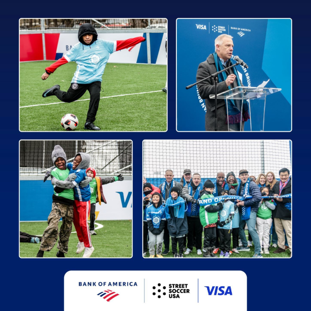 In partnership with <a href="/Visa/">Visa</a> and <a href="/StreetSoccerUSA/">Street Soccer USA</a>, my company is investing in Kansas City with the opening of a brand-new park, which includes two new Bank of America Fields, a financial education center and spaces designed to gather.