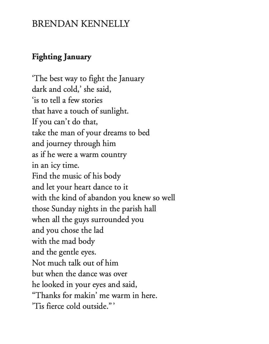 Fighting January, a poem by the late Brendan Kennelly, from the Dedalus Press anthology SHINE ON, supporting people affected by mental ill-health. Poetry Matters: Spread the Word