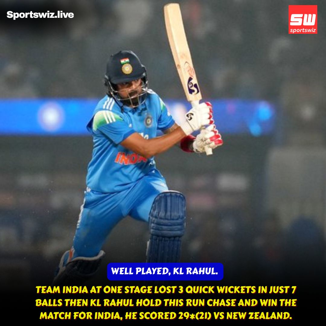 mysportswiz's tweet photo. When pressure peaked, calm prevailed.
KL Rahul anchors the chase and wins it for India
29* (21) vs New Zealand
WELL PLAYED, KL RAHUL.

https://t.co/7Wm3X0Tlrs 

#AyushBadoni #Rohit #JustinHerbert #Carrick #49ers #Niners #Sachin #ODIs #Purdy #Kittle #Pats #Patullo #SanDiego #FTTB https://t.co/lMr8XFJkTu
