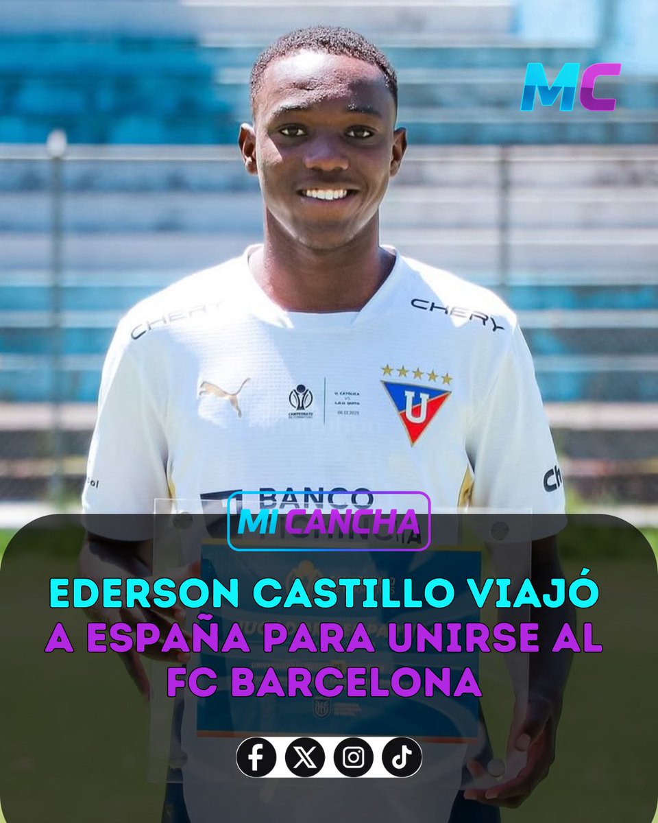 MiCancha_ec's tweet photo. ¿Se quedará? 🇪🇨⚽🇪🇸

El jugador de 17 años de #LDU, Ederson #Castillo, se trasladó a España,  para comenzar evaluaciones deportivas con el #FCBarcelona, en busca de un lugar en el club.

Info de @michaelroseroX https://t.co/6GlZ2YntJT