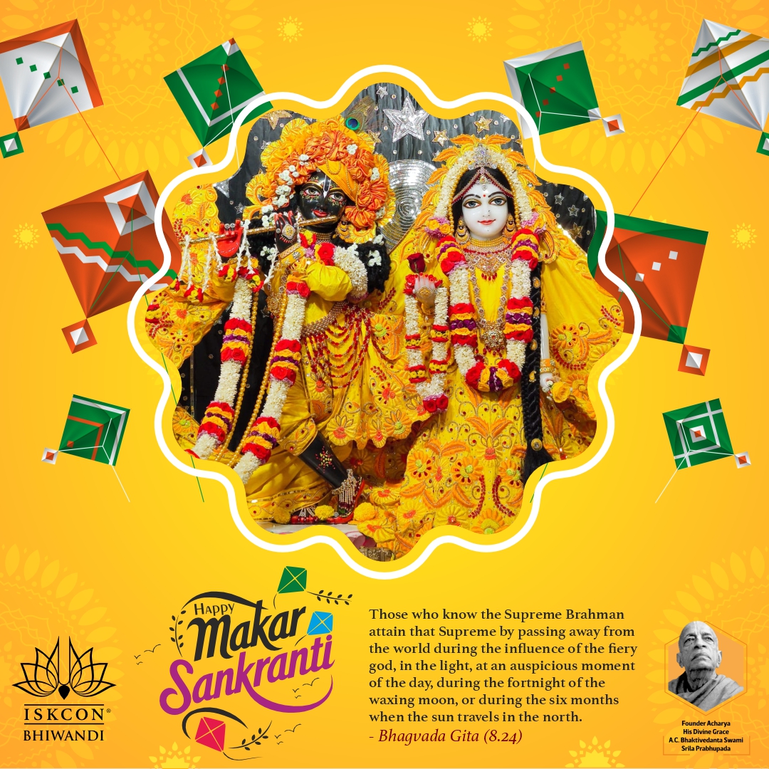 IskconBhiwandi's tweet photo. Hare Krishna!

Wish you all a very happy Makar Sankranti. We pray to Sri Sri Radha Madhava to bestow Their auspicious blessing upon you.

#iskcontemple #bhiwandi #thane #Dombivli #iskconbhiwandi #srilaprabhupada #Annadaan #iskcon_world #radhamadava #makarsankranti2026 #makarsankrantispecial