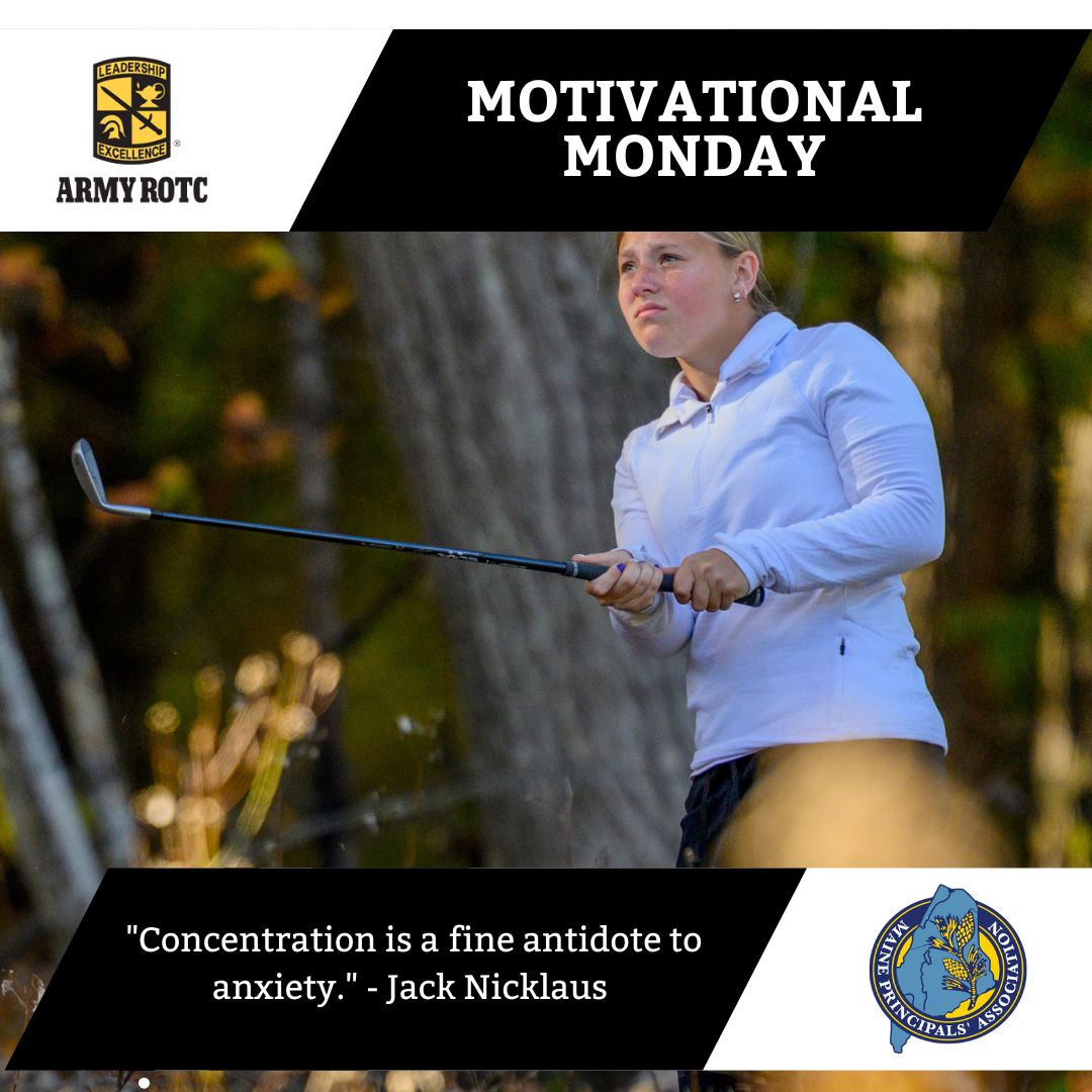 MPA_Sports's tweet photo. "Concentration is a fine antidote to anxiety." - Jack Nicklaus
#MPASports #MotivationalQuotes
__
Go beyond your field of study and get a world-class education in leadership.
In Army ROTC, you’ll work side by side with peers who support your growth and you’ll become a role model, mentor, and decision-maker.
In any environment, at any scale.
It’s a challenging path, but along the way you’ll sharpen your skills and show yourself and those around you exactly what you’re capable of.
Decide to lead, at https://t.co/UivOn7yYdV
To learn more about Army ROTC and the opportunities available, contact your local scholarship and enrollment officer: Brendan Fahey - brendan.fahey@maine.edu.
