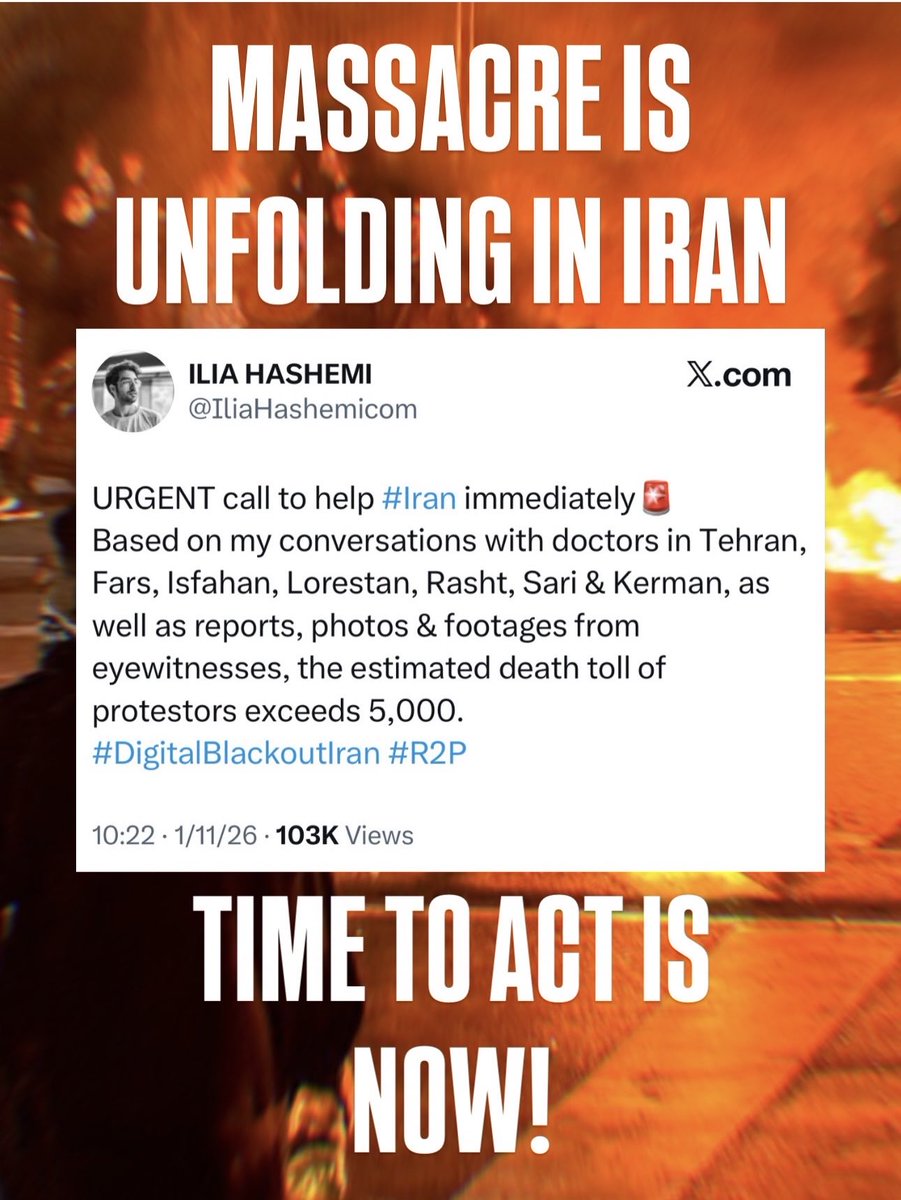 kimializadeh's tweet photo. The Time To Act Is NOW!

#IranProtests 
#IranMassacre https://t.co/rU6O9X7CDs