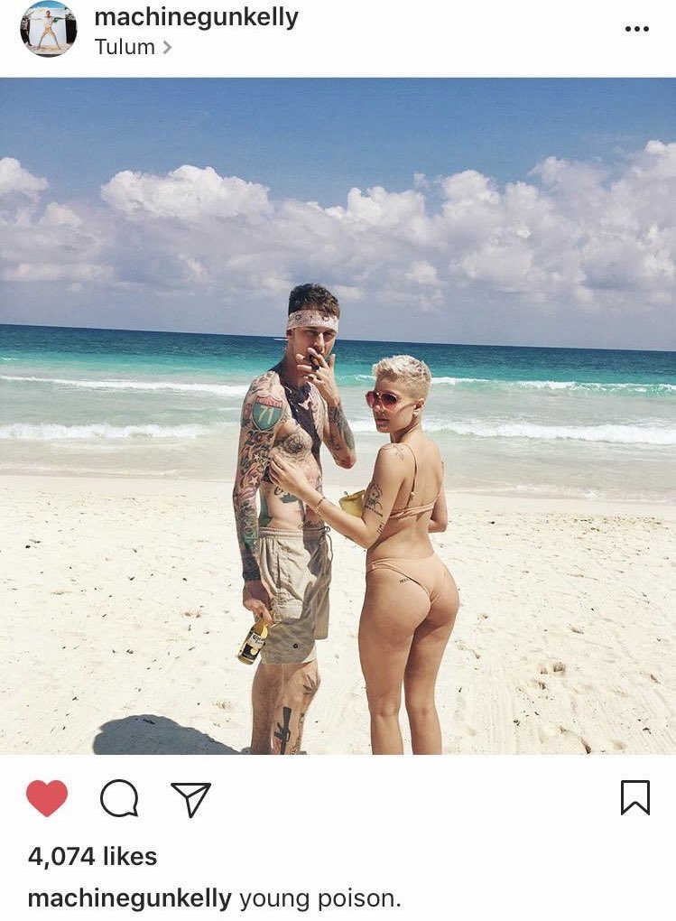 ReddCinema's tweet image. An old resurfaced photo of mgk and halsey is going viral