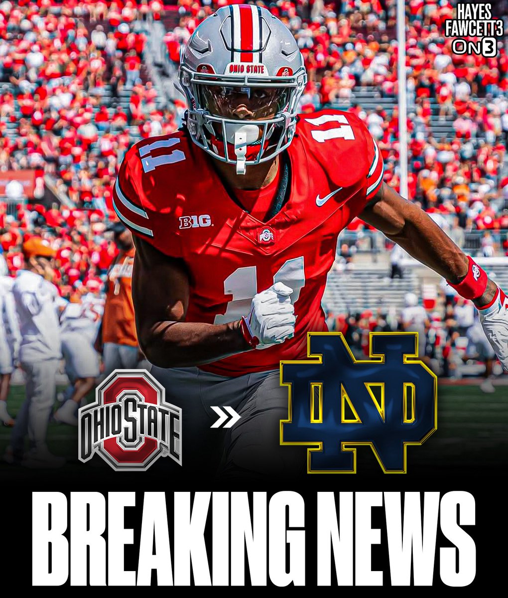 Hayesfawcett3's tweet image. BREAKING: Ohio State true freshman transfer WR Quincy Porter has Committed to Notre Dame, he tells @On3sports

He was ranked as the No. 2 WR in the 2025 On300

on3.com/transfer-porta…