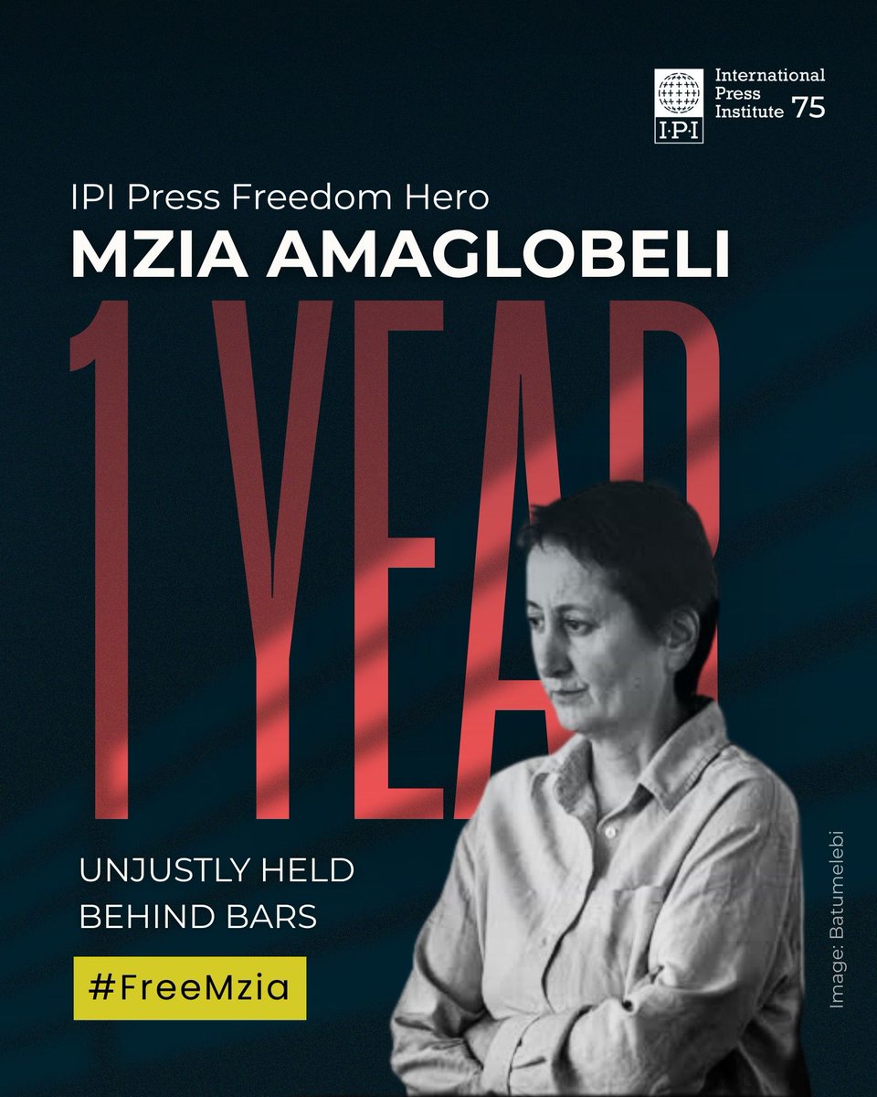 globalfreemedia's tweet image. 🇬🇪 #Georgia: On 1st anniversary of arrest of prominent Georgian journalist &amp;amp; Sakharov Prize laureate Mzia Amaglobeli, IPI joins #mediafreedom partners in urging authorities to immediately release her &amp;amp; credibly investigate alleged violations of her rights

ipi.media/georgia-a-year…