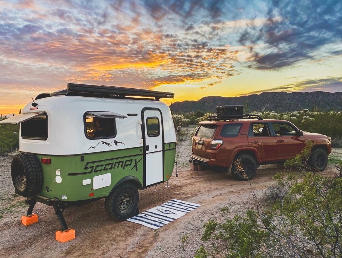 Scamp_Trailers's tweet photo. Chasing sunsets, finding camp wherever the road ends.

The Scamp X is built for nights like this — off the pavement, off the grid, and right where you want to be. From mountain trails to desert skies, it’s your basecamp for getting outside. https://t.co/p7mZU5Fm3Q