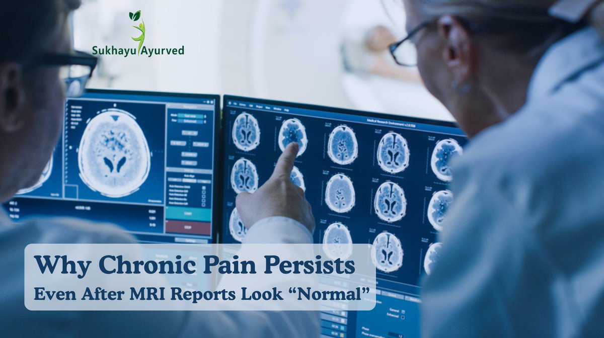 pardeepayur's tweet photo. When MRI reports look normal… but pain doesn’t.

Imaging shows structure — bones, discs, joints.
Chronic pain often persists due to nervous system sensitisation, functional imbalance, and micro-level inflammation—factors that don’t always appear on scans.
Understanding pain beyond reports is essential for meaningful, long-term recovery.

🔗 Read more:
 https://t.co/BCjPwuH5Ib

#ChronicPain #BeyondMRI #PainScience #HealthcareInsights #Wellness
