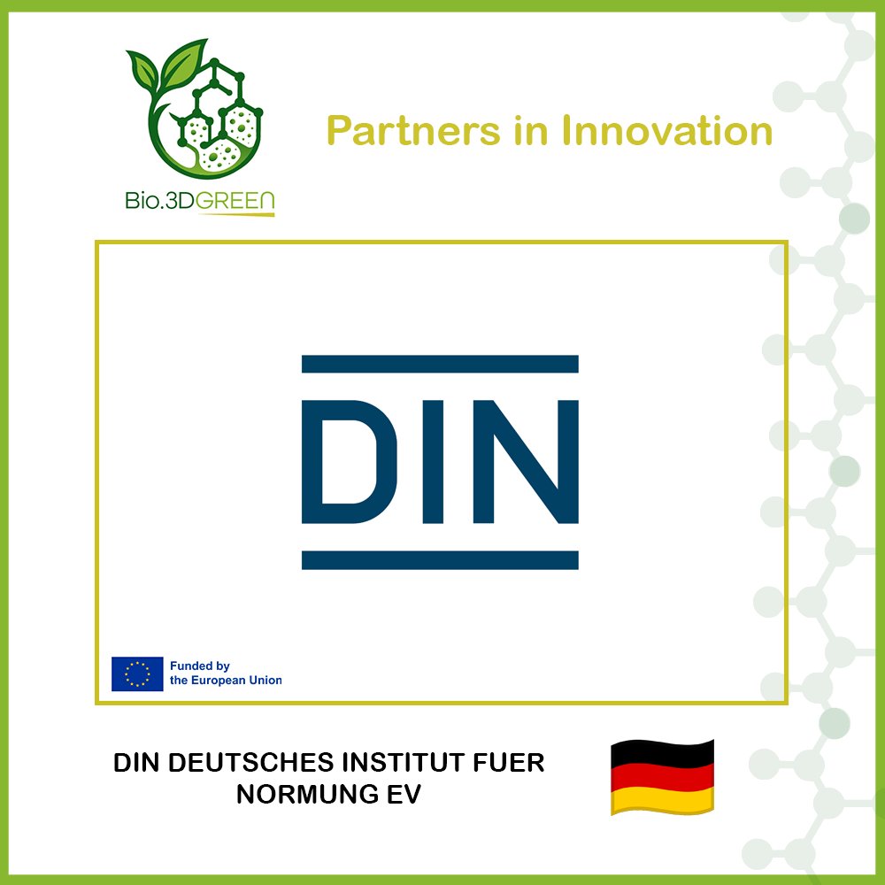 Bio3DGREEN's tweet photo. #Partners_in_Innovation 
👉DIN Deutsches Institut für Normung!
DIN, Germany’s National Standardization Body, supports Bio.3DGREEN by bringing project results to European &amp; international standardization committees. Learn more: https://t.co/QF7DKoOe94
#Bio3DGREEN #EUfunded https://t.co/lYRHz6euTO