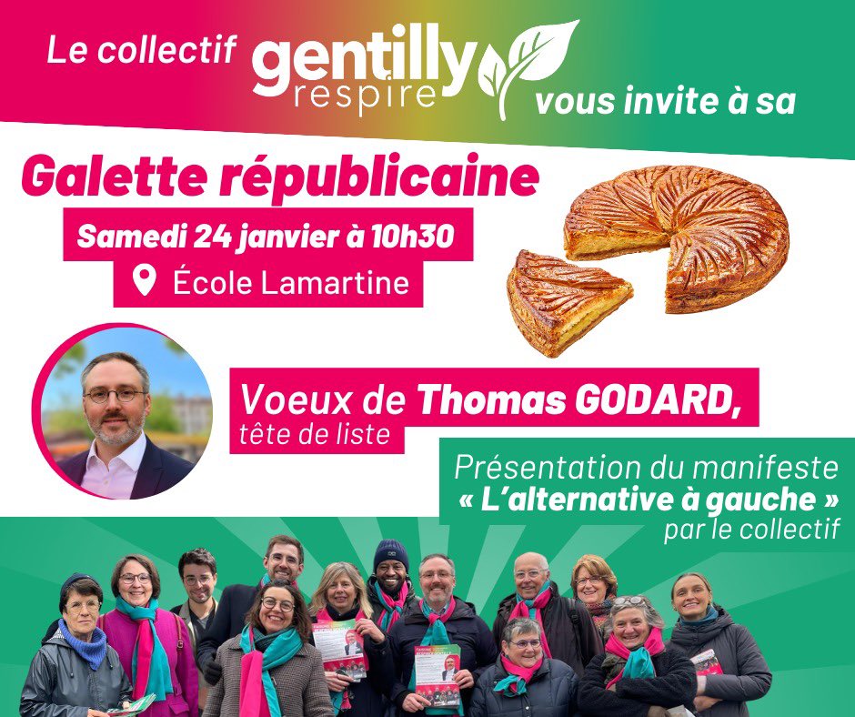 GentillyRespire's tweet photo. 🌱🤝Nous vous donnons rendez-vous samedi 24 janvier à 10h30 à l’école Lamartine, pour notre galette républicaine ! https://t.co/zOGwSUkboI