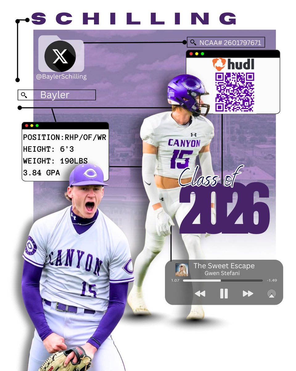 BaylerSchilling's tweet photo. 2025 Amarillo Globe News Super Team
2025 2nd Team All District Pitcher 
2024 4A State Semi Finalist 
2025 2nd Team All District Pitcher
2024 Texas Sports Writers Association All State Pitcher 2025 1st Team All-district wide receiver  
All time record for season receiving yards https://t.co/G95uj1cgbb