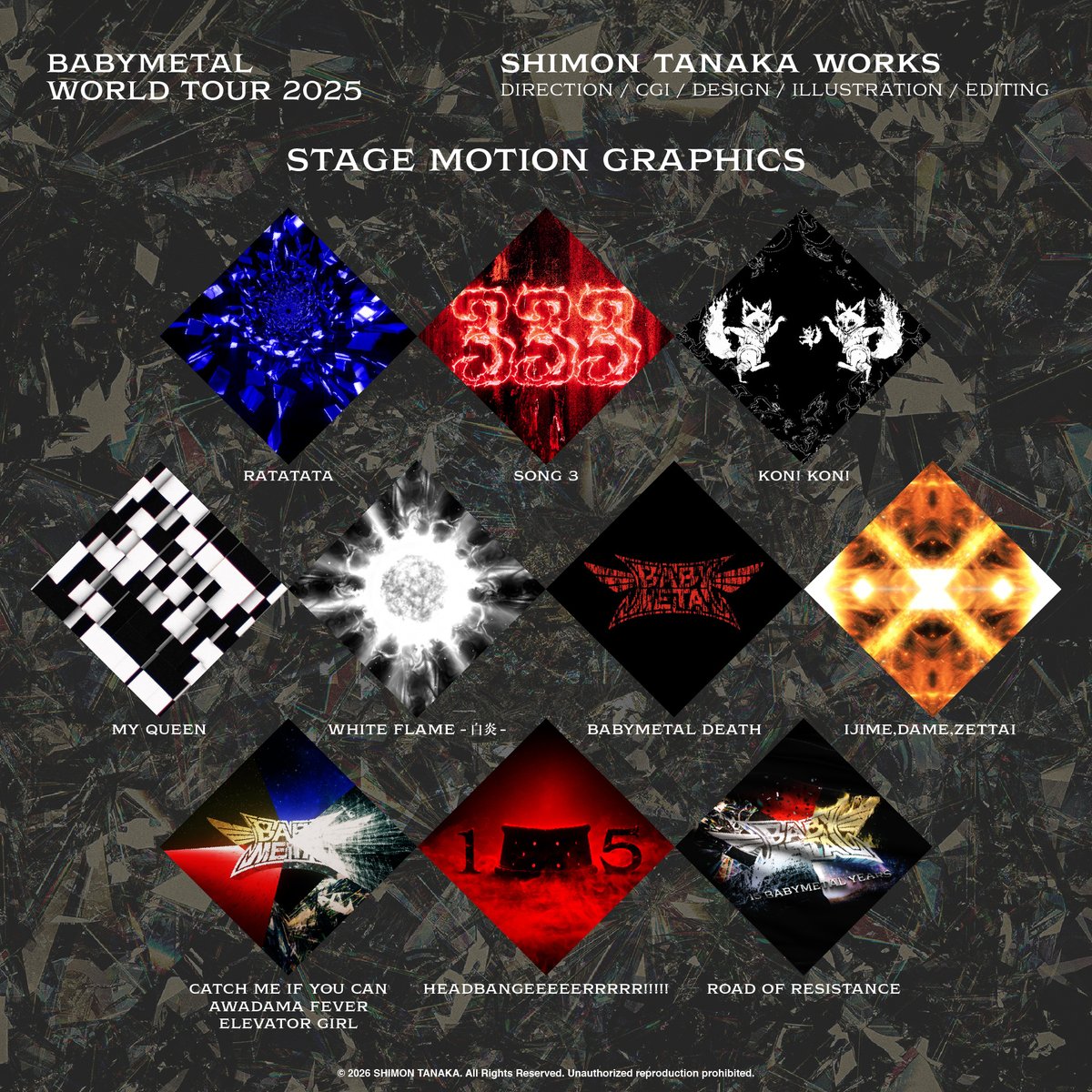 BABYMETAL WORLD TOUR 2025やLEGEND METAL FORTHにて担当させて頂いた演出映像をまとめました！ 最高のツアーに参加できて光栄です！

Here is a summary of the stage visuals I directed. Honored to be part of this epic tour!

BEYOND HEAVY METAL!

#BABYMETAL