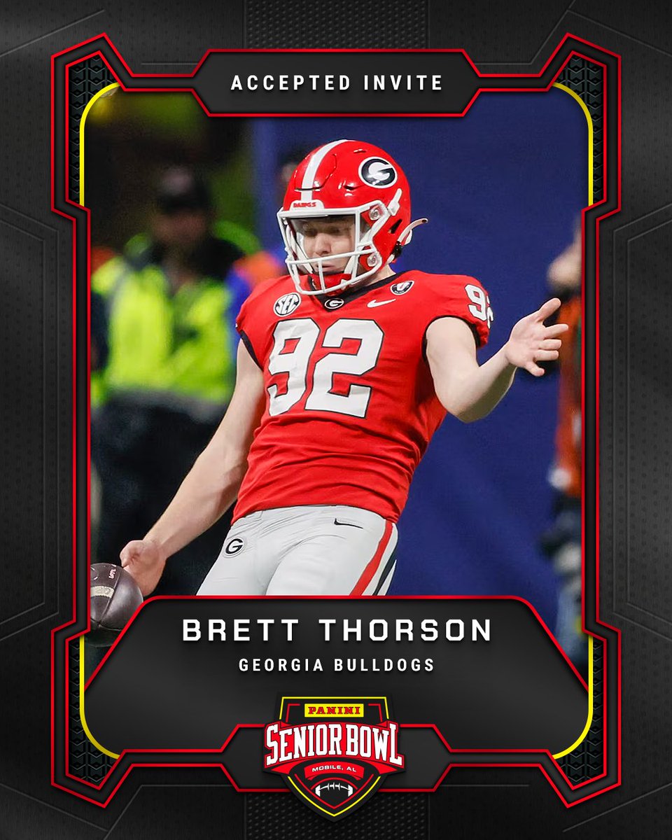Officially Accepted!

P Brett Thorson (<a href="/brett_thorson/">Brett Thorson</a>) from <a href="/GeorgiaFootball/">Georgia Football</a> is headed to the 2026 Panini Senior Bowl 🔥

#TheDraftStartsInMobile #WherePlayersPlay