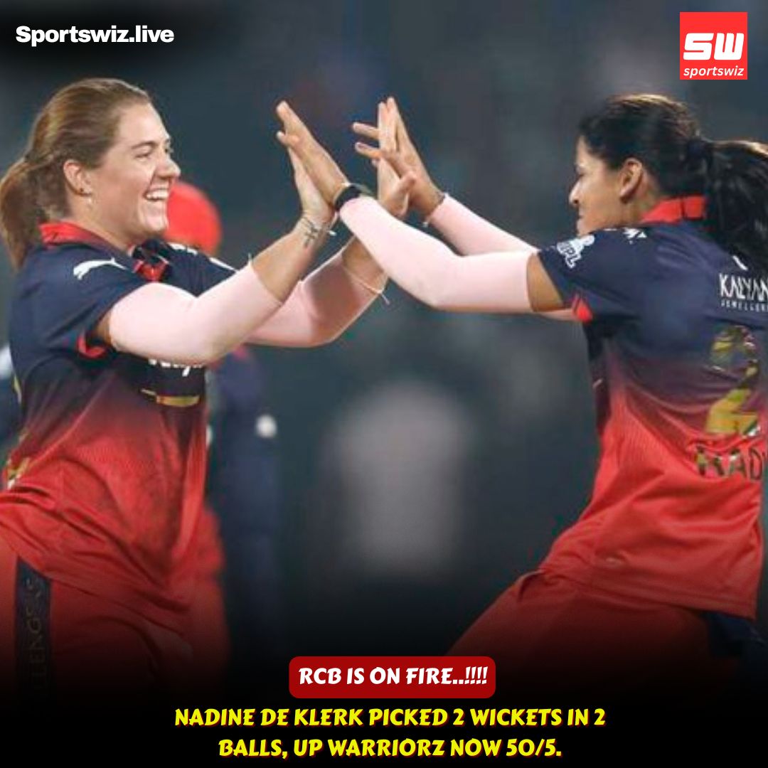 mysportswiz's tweet photo. When pressure meets precision.
Nadine De Klerk with 2 in 2
UP Warriorz 50/5
RCB IS ON FIRE!

https://t.co/7Wm3X0Tlrs 

#AyushBadoni #Rohit #JustinHerbert #Carrick #49ers #Niners #Sachin #ODIs #Purdy #Kittle #Pats #Patullo #SanDiego #FTTB #Skip #AJBrown #Sirianni #Philly #Wilcox https://t.co/sWgfHhK1Rz