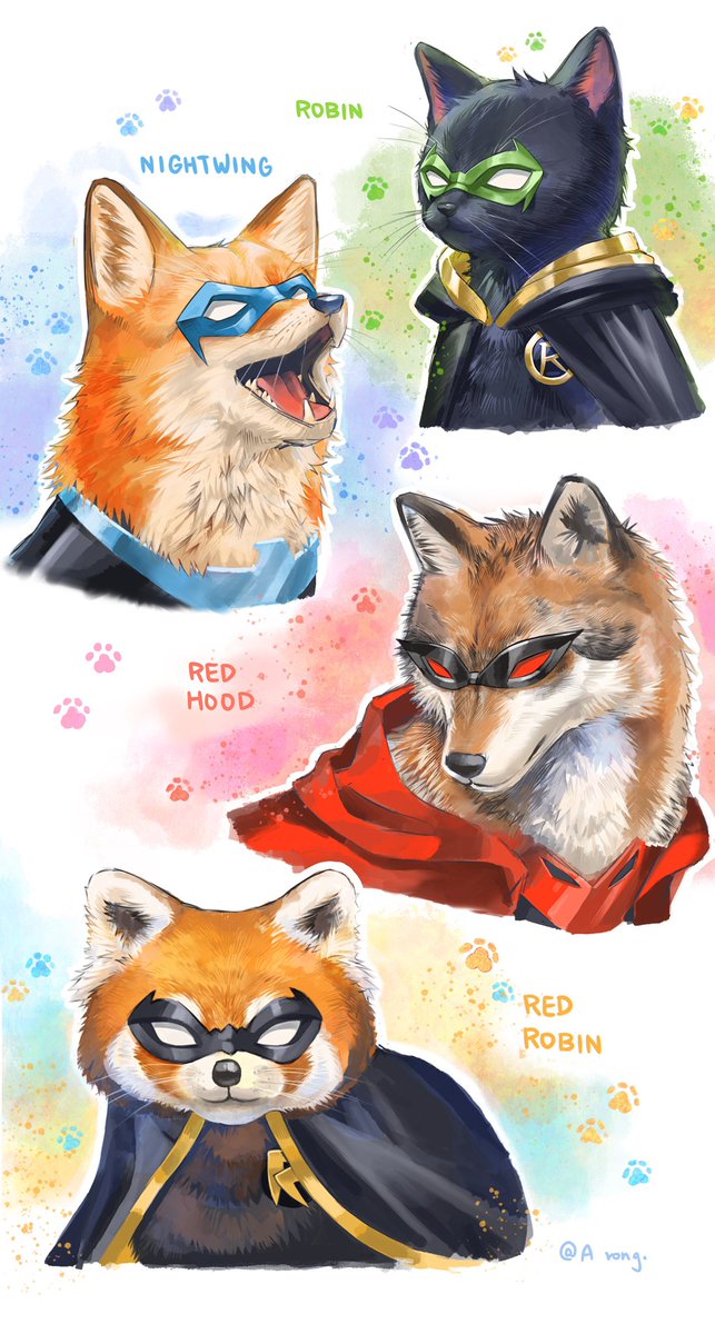 wangchaiquan1's tweet image. 🐾🐾🐾🐾
#BatFam #Nightwing #RedHood #RedRobin #Robin
