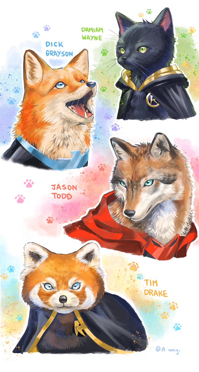 wangchaiquan1's tweet image. 🐾🐾🐾🐾
#BatFam #Nightwing #RedHood #RedRobin #Robin