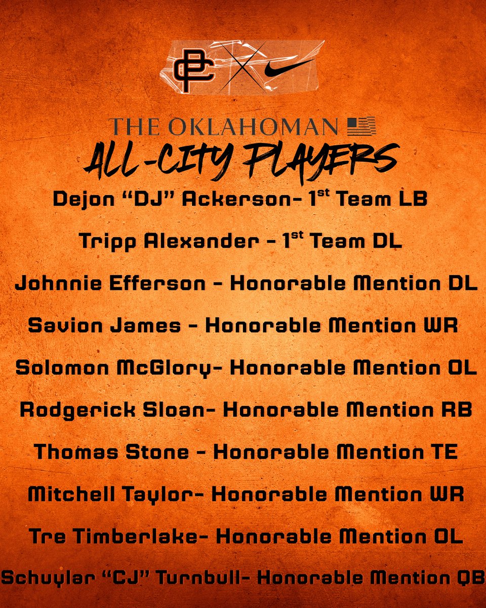 PCHighFootball's tweet photo. Putnam City Pirates 🏴‍☠️
2025 All-City &amp; All-State honorees recognized by The Oklahoman.
T.E.A.D #BEU https://t.co/h3GnNDvRt7