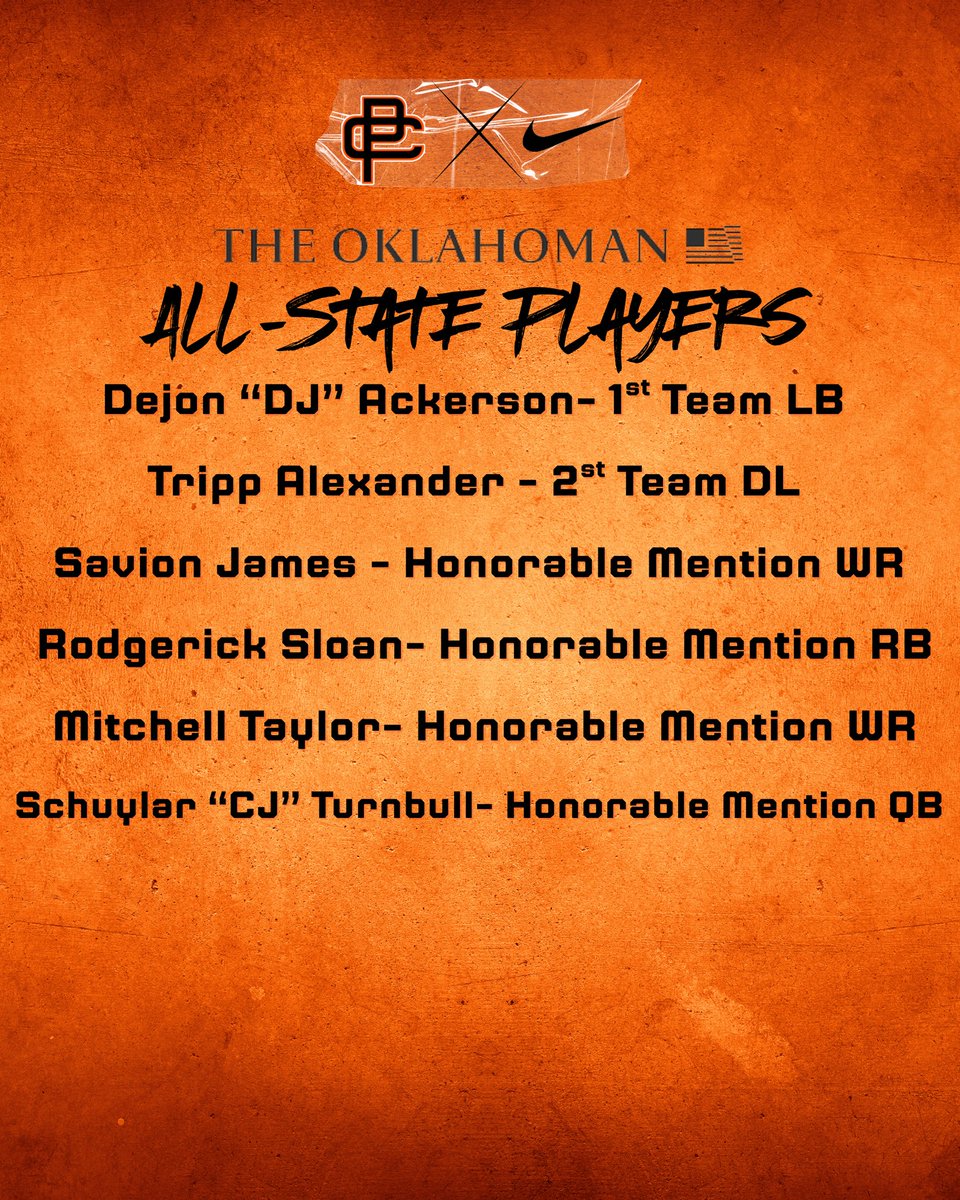 PCHighFootball's tweet photo. Putnam City Pirates 🏴‍☠️
2025 All-City &amp; All-State honorees recognized by The Oklahoman.
T.E.A.D #BEU https://t.co/h3GnNDvRt7