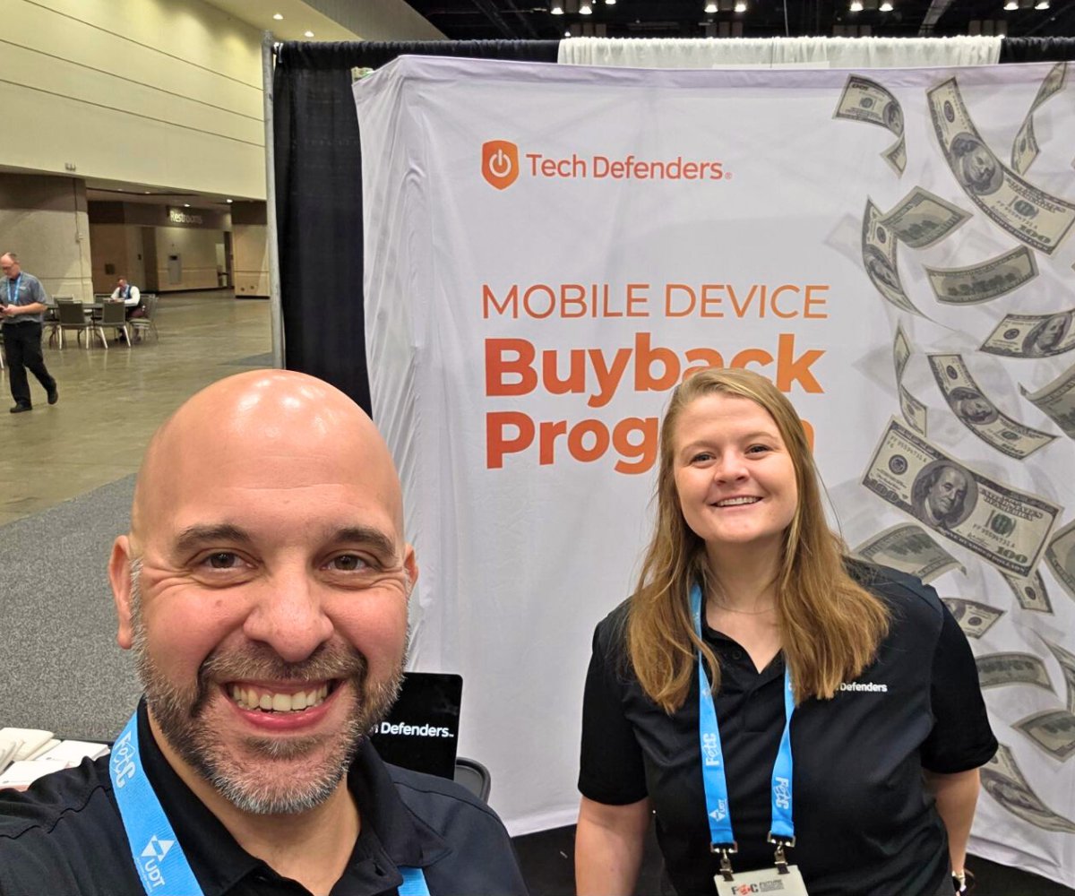 Tech_Defenders_'s tweet photo. Live from Orlando — Jason Davidson and Katie Kennedy are proudly representing at FETC 2026!

If you’re here and thinking about device buyback, retiring old tech, or just want to talk through what’s next for your fleet, come say hi. 

#FETC2026 #EdTech #K12 #DeviceBuyback https://t.co/csWMydxkEY