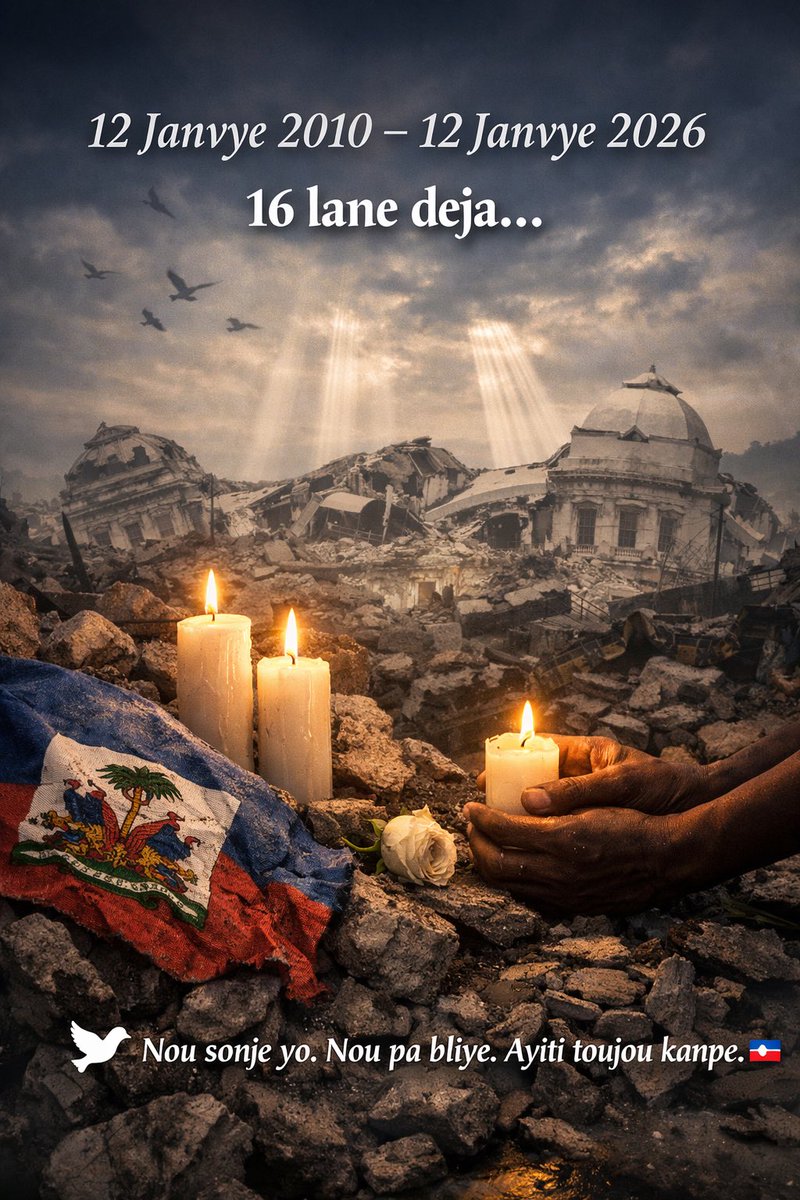 12 janvye 2010 rete yon dat ki make nan memwa n, nan kè n, nan listwa Ayiti.

Yon jou doulè, yon jou silans, yon jou kote anpil sè ak frè pèdi lavi yo, rèv yo, fanmi yo. 

Jodiya, 16 lane aprè , nou sonje yo ak respè.

#Lolo