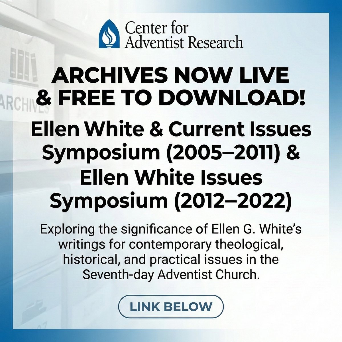 The complete archives for the “Ellen White and Current Issues Symposium” (2005–2011) and the “Ellen White Issues Symposium” (2012–2022) are now live and free to download!

Links:
digitalcommons.andrews.edu/ewcis/
digitalcommons.andrews.edu/ewis/

#AdventistHistory #ChurchHistory
