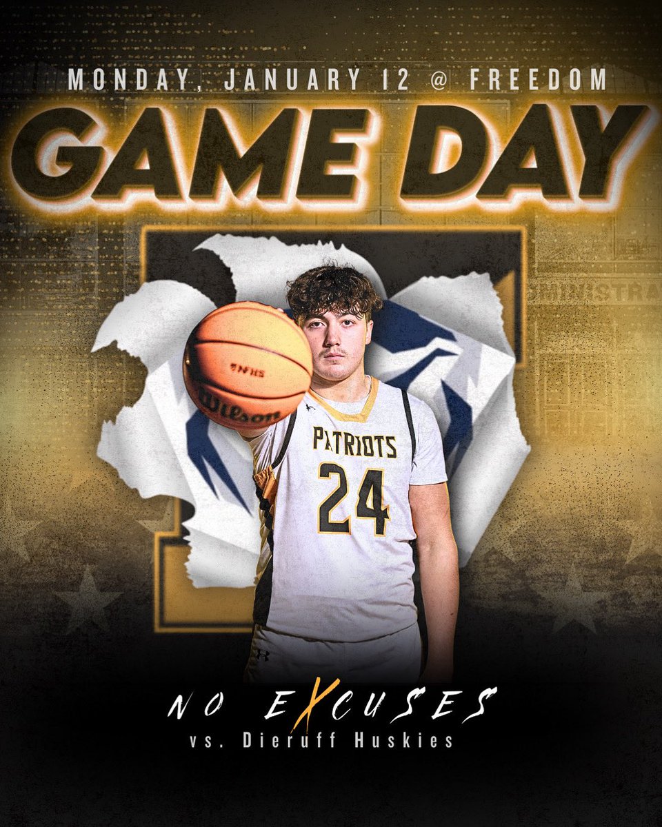 FHSBasketball1's tweet photo. HOME GAME ⭐️
🆚 Dieruff Huskies
🕖 4:00•5:30•7:00
📍Freedom High School
❌ No Excuses

Photo Credit: @toolshedcreative 

#freedompatriots #noexcuses #freedomhoops #boysbasketball #freedomathletics https://t.co/zci3sSuoL7