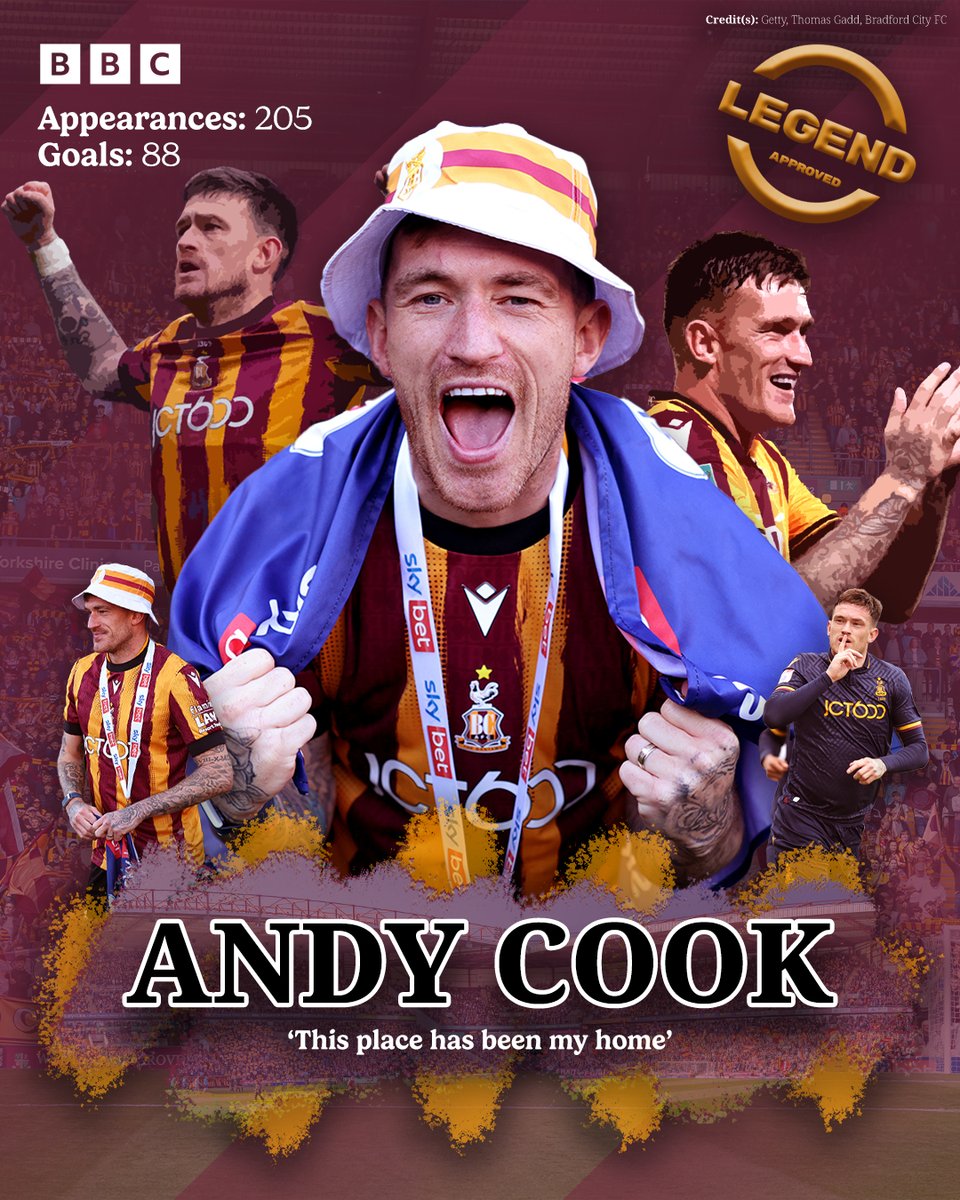 BBCWYS's tweet photo. After five years at the football club, forward Andy Cook's time at Bradford City has come to an end. 

The 35-year-old, who's out of contract in the summer, has joined League Two side Grimsby Town on-loan until the end of the season.

#BCAFC | #BBCFootball | #BBCEFL https://t.co/X8QL2VrRqO