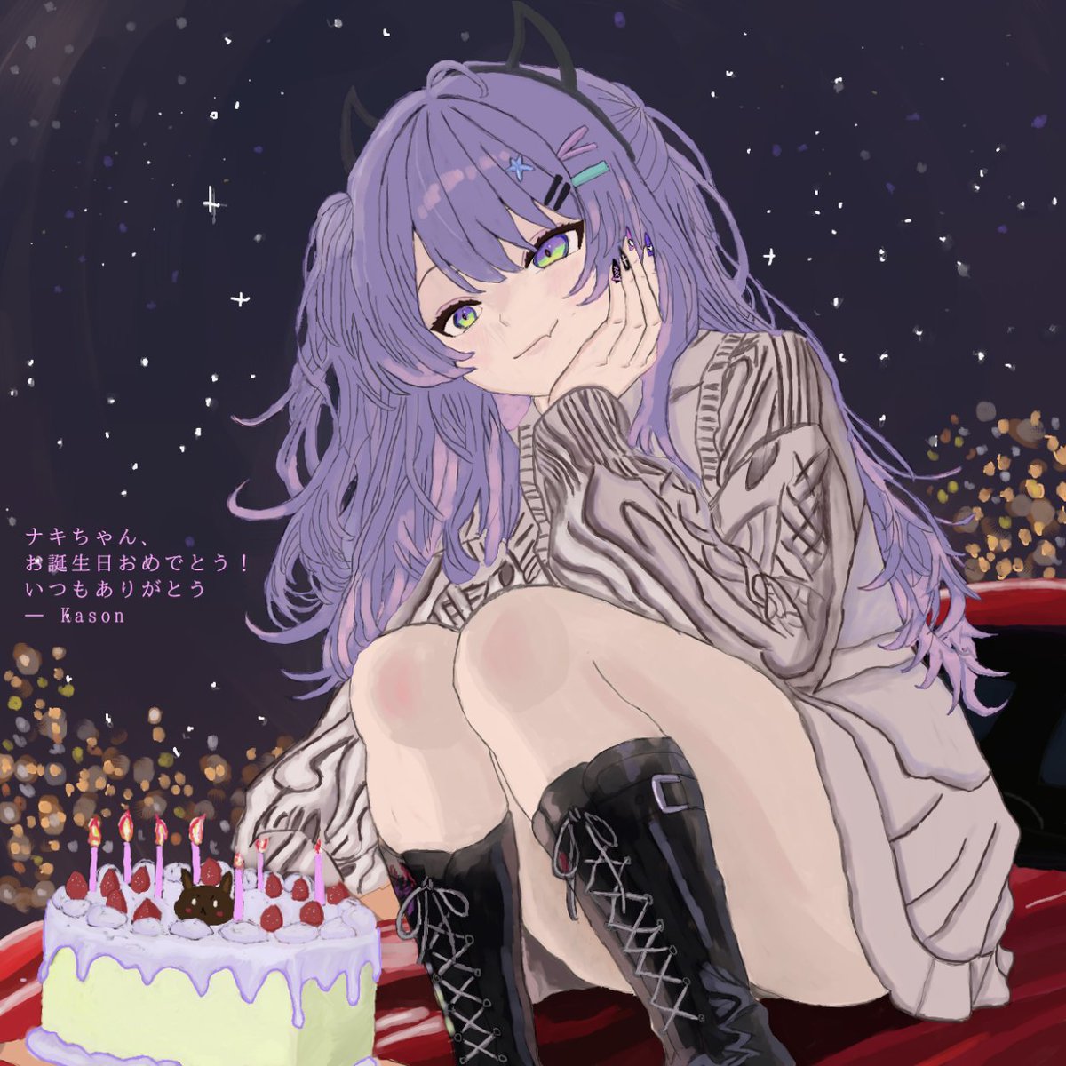 willy97341's tweet photo. ナキちゃんお誕生日おめでとう！
スーパーカーの上でケーキを食べるナキちゃんを
描いてみました。
ちなみにウサタンは寝坊しちゃったみたい。
#イン沙汰グラム #沙汰ナキア https://t.co/CLY3Av1s1E