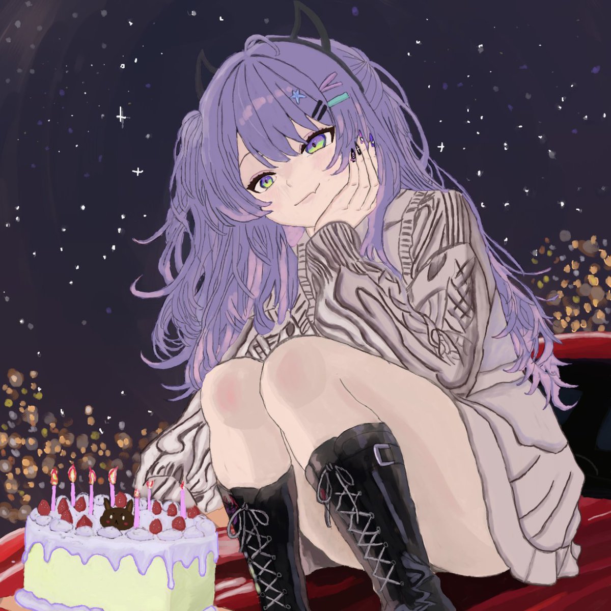 willy97341's tweet photo. ナキちゃんお誕生日おめでとう！
スーパーカーの上でケーキを食べるナキちゃんを
描いてみました。
ちなみにウサタンは寝坊しちゃったみたい。
#イン沙汰グラム #沙汰ナキア https://t.co/CLY3Av1s1E