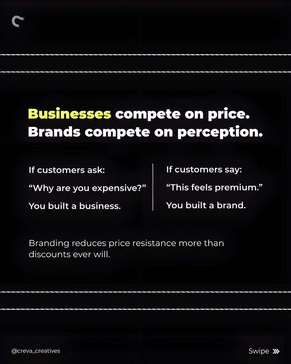 If you stopped marketing today, would they still remember you? 💭 

A brand isn't a logo, it's the trust you build. Businesses chase; brands attract. 

Ready to build an unforgettable brand? DM for a consultation! 

#CrevaCreatives #BrandStrategy