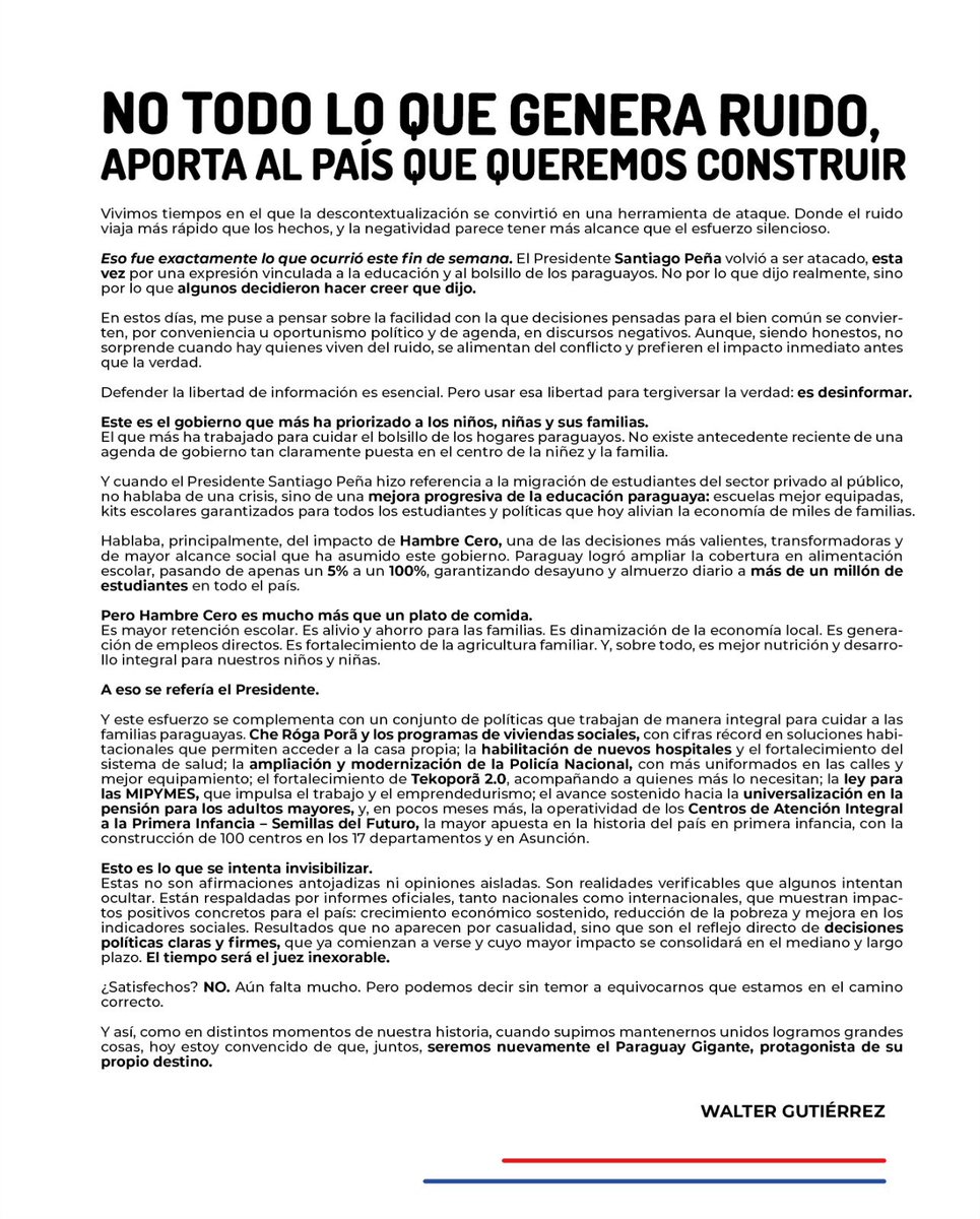 No todo lo que genera ruido, aporta al país que queremos construir. 

Comparto con ustedes mi reflexión.