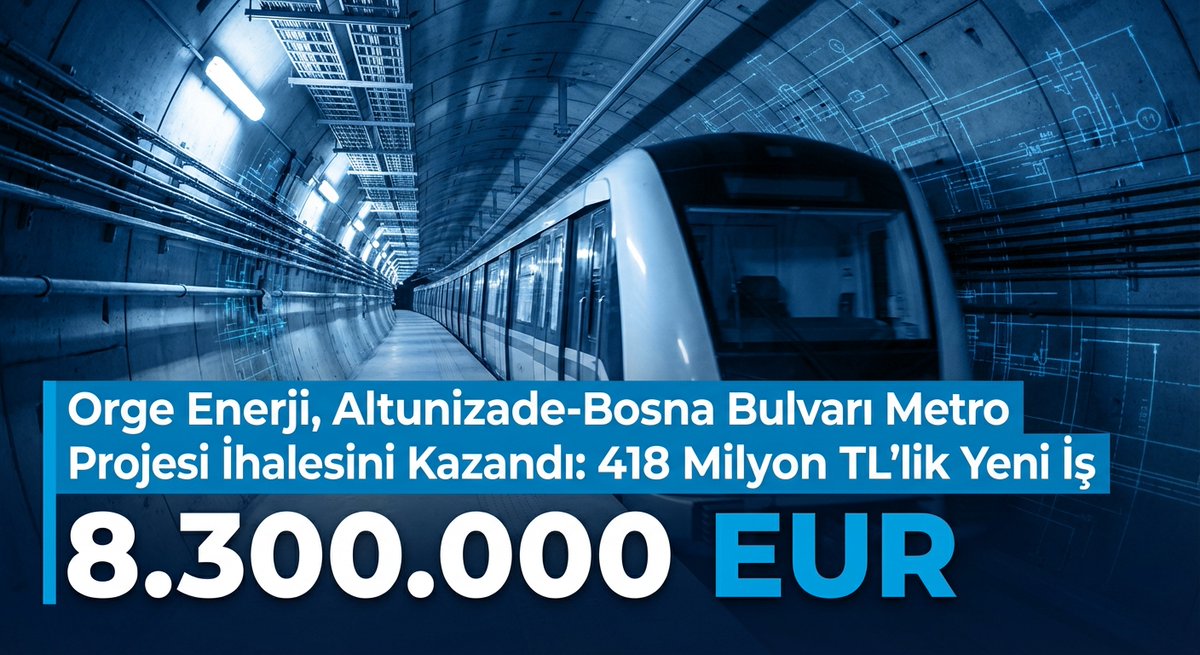 kap_haberlerii's tweet photo. 🚨 #ORGE'den dev metro projesi! 🚇

İstanbul Altunizade-Bosna Bulvarı Metro Projesi elektrik işleri ihalesi 8.3 Milyon EUR (418.2 Milyon TL) bedelle kazanıldı.

✅ Sözleşme görüşmeleri başladı.
✅ İş süresi: 12 ay.
✅ Ciroya o...

🔗 https://t.co/V0obOMeCKX https://t.co/vSv8E0ka4I