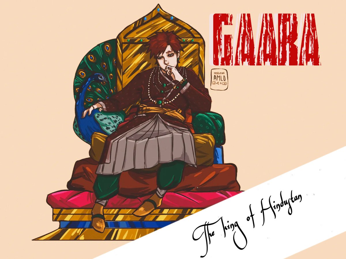 redhead_amlo's tweet photo. #Naruto #AU  #speedpaint 
#Gaara as mughal emperor by me. https://t.co/JUNiKVqYDE