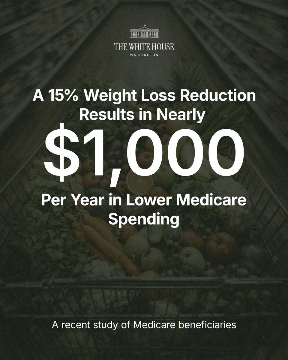 WhiteHouse's tweet photo. The most expensive thing we can do as a country is keep government incentives for food that sickens Americans &amp; skyrockets healthcare costs. 💸

The new Dietary Guidelines change that — prioritizing real food to lower chronic disease &amp; slash healthcare costs for all. 🇺🇸 https://t.co/3kI6Q88MnU